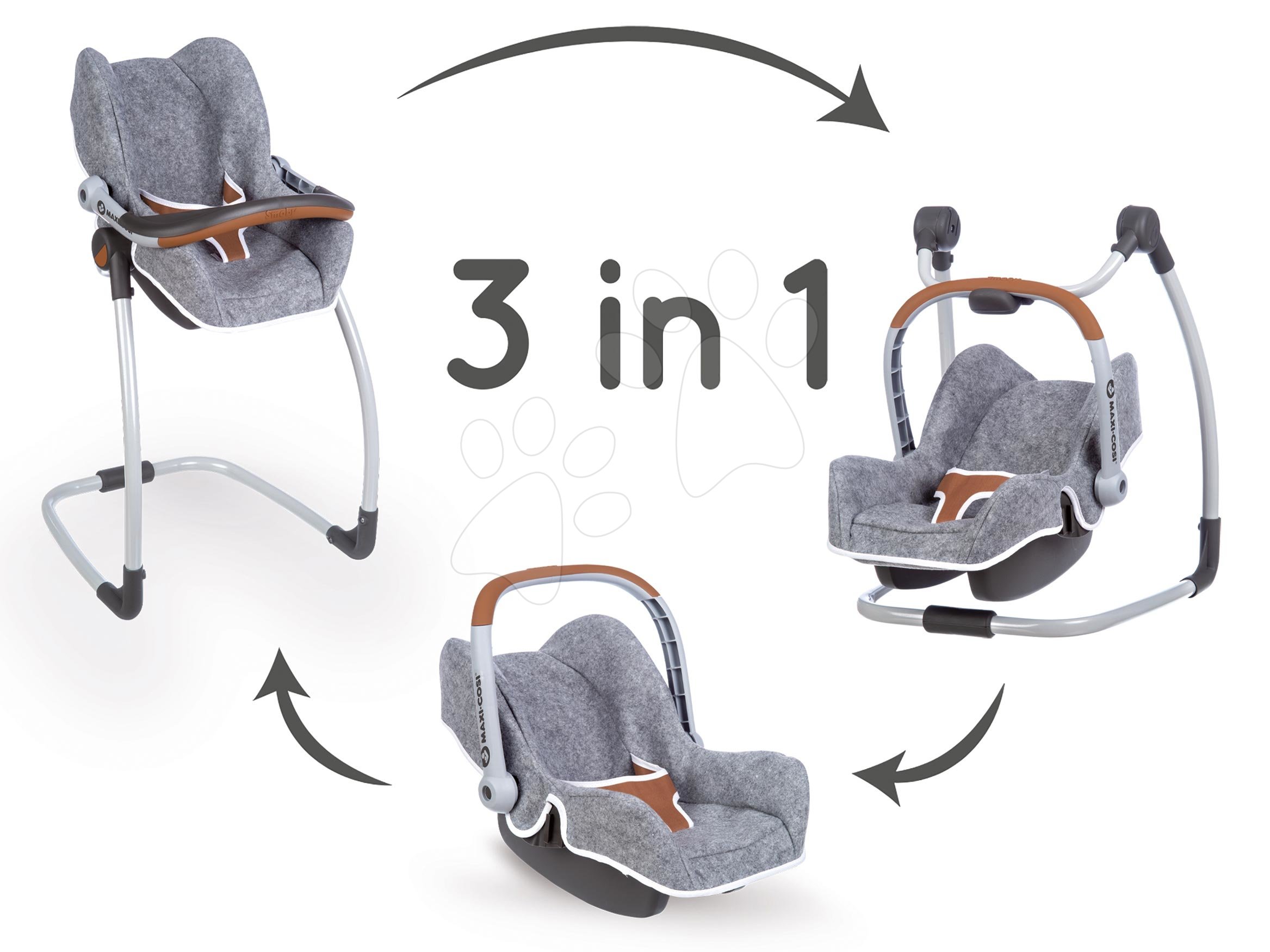 Kočíky od 18 mesiacov - Jedálenská stolička s autosedačkou a hojdačkou DeLuxe Pastel Maxi Cosi&Quinny Grey Smoby trojkombinácia s bezpečnostným pásom