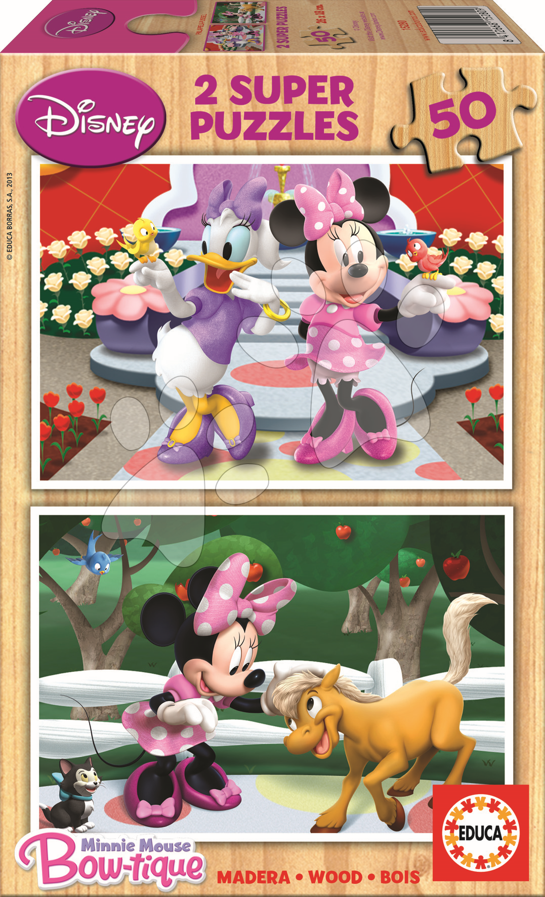 Drevené Disney puzzle - Drevené puzzle Minnie Educa 2x 50 dielov od 5 rokov