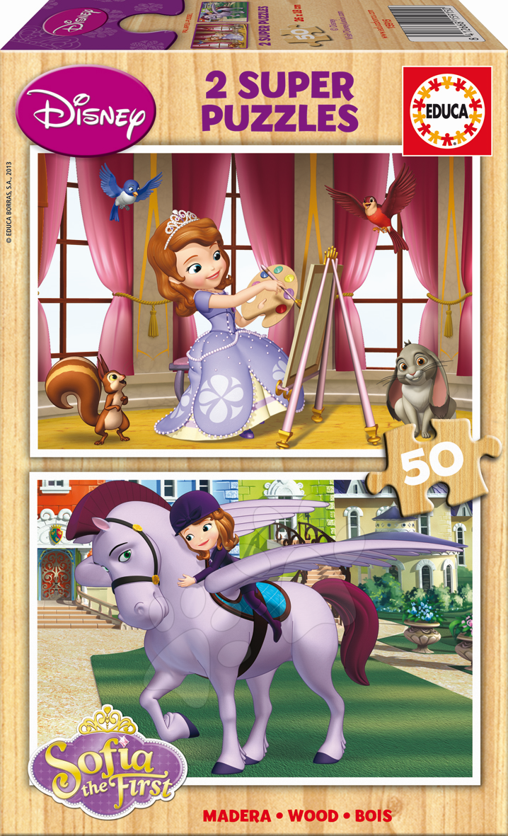 Drevené Disney puzzle - Drevené puzzle Sofia Prvá Educa 2x 50 dielov od 5 rokov