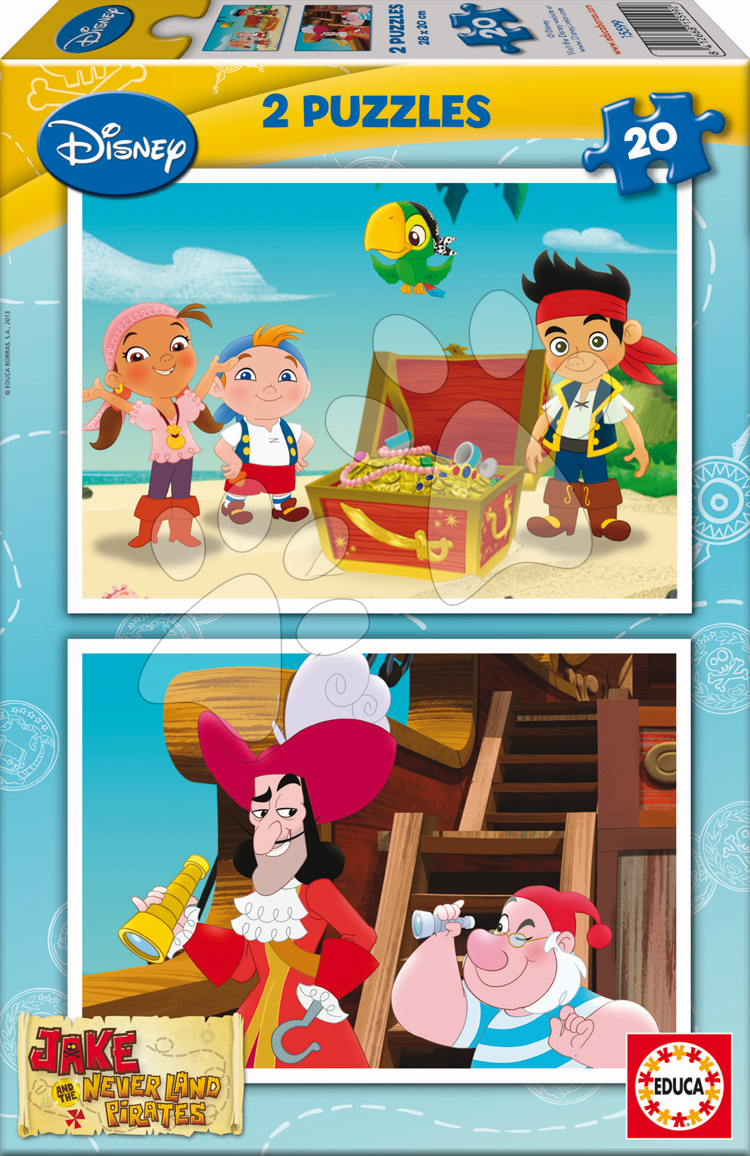 Detské puzzle do 100 dielov - Puzzle Jake a Piráti z Krajiny nekrajiny Educa 2x 20 dielov