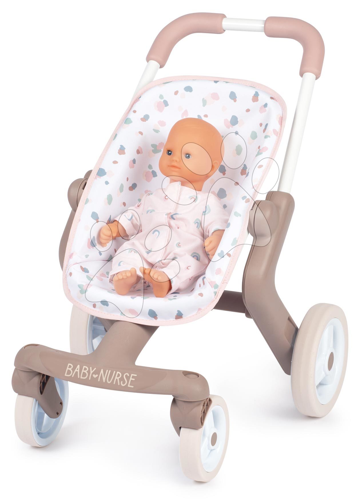 E-shop Kočík športový s textilným poťahom Pop Pushchair Natur D'Amour Baby Nurse Smoby s otočnými kolesami pre 42 cm bábiku výška rúčky 54 cm od 18 mes