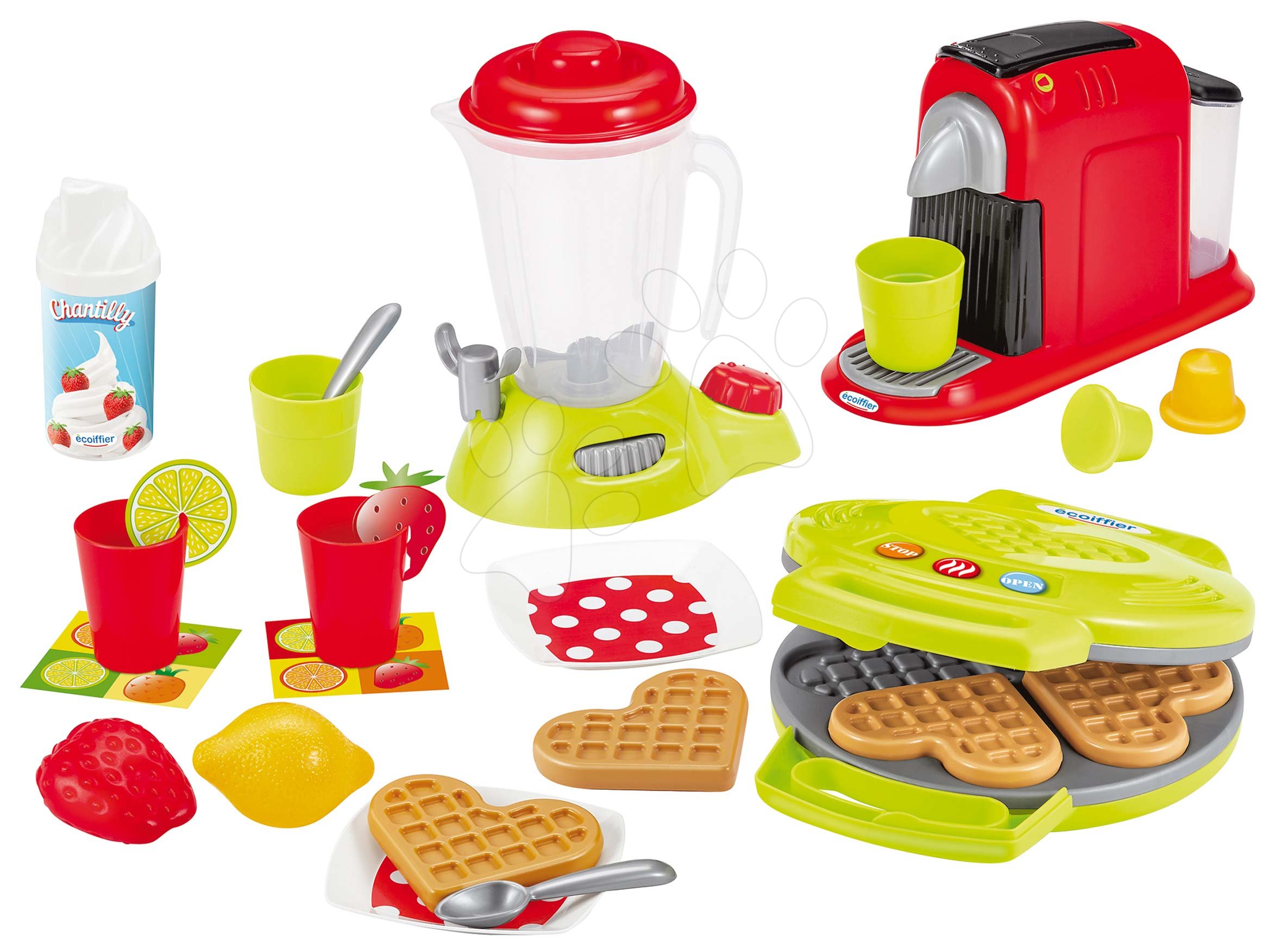 Gofrisütő turmixgéppel és kávéfőzővel Small Household Appliances Écoiffier gofrikkal és 24 kiegészitővel 18 hó-tól