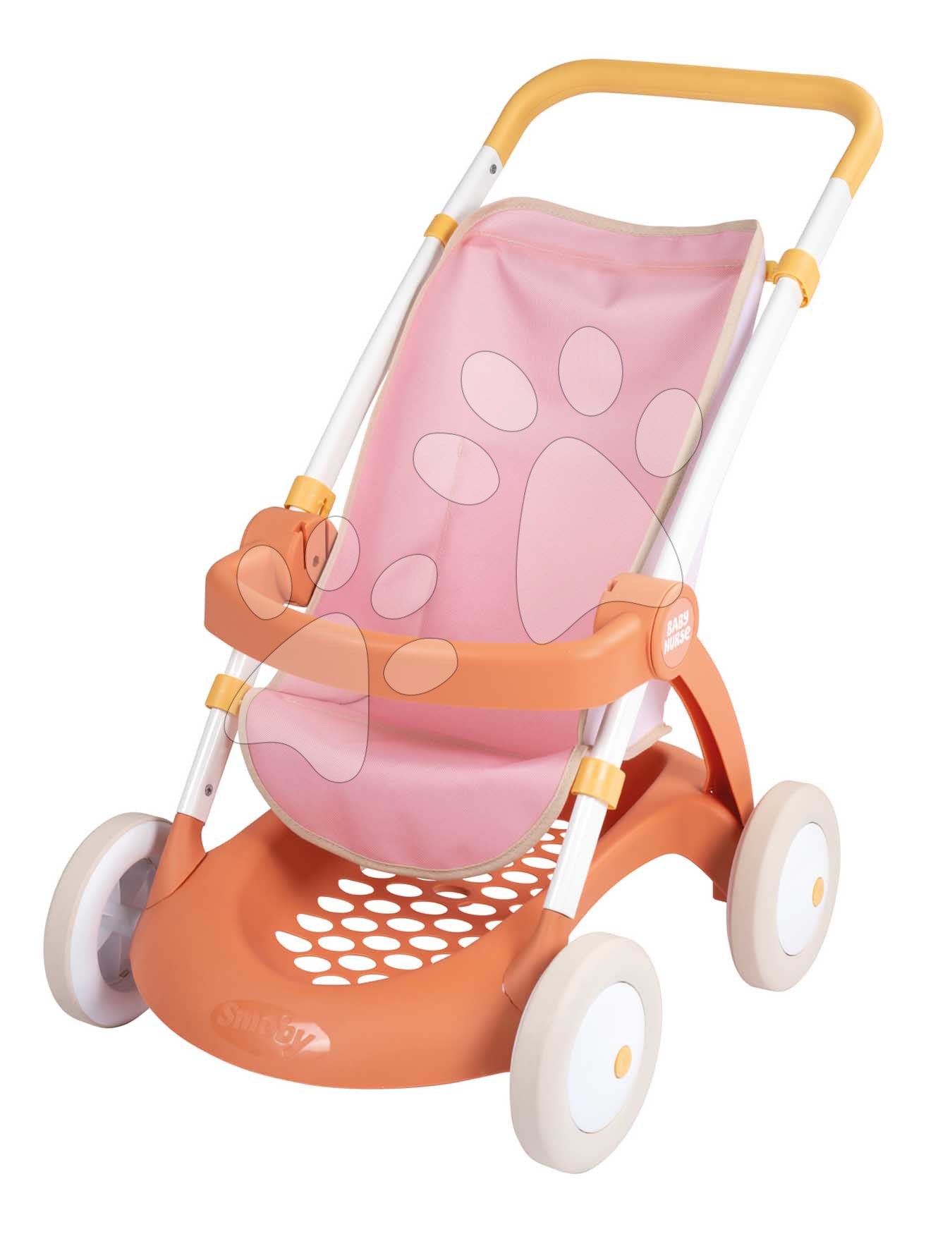 Kočík športový s textilným poťahom Pushchair Soft Baby Nurse Smoby pre 42 cm bábiku výška rúčky 58 cm od 18 mes