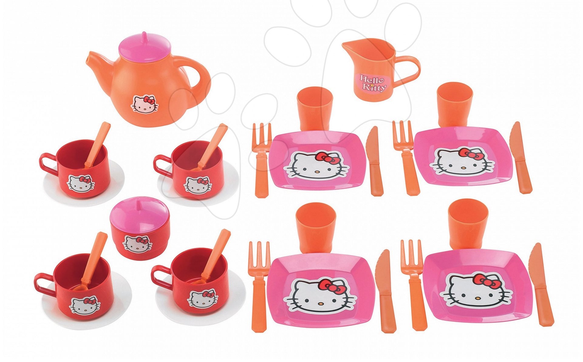 Écoiffier teáskészlet Hello Kitty gyerekeknek 2609-1 rózsaszín-narancssárga