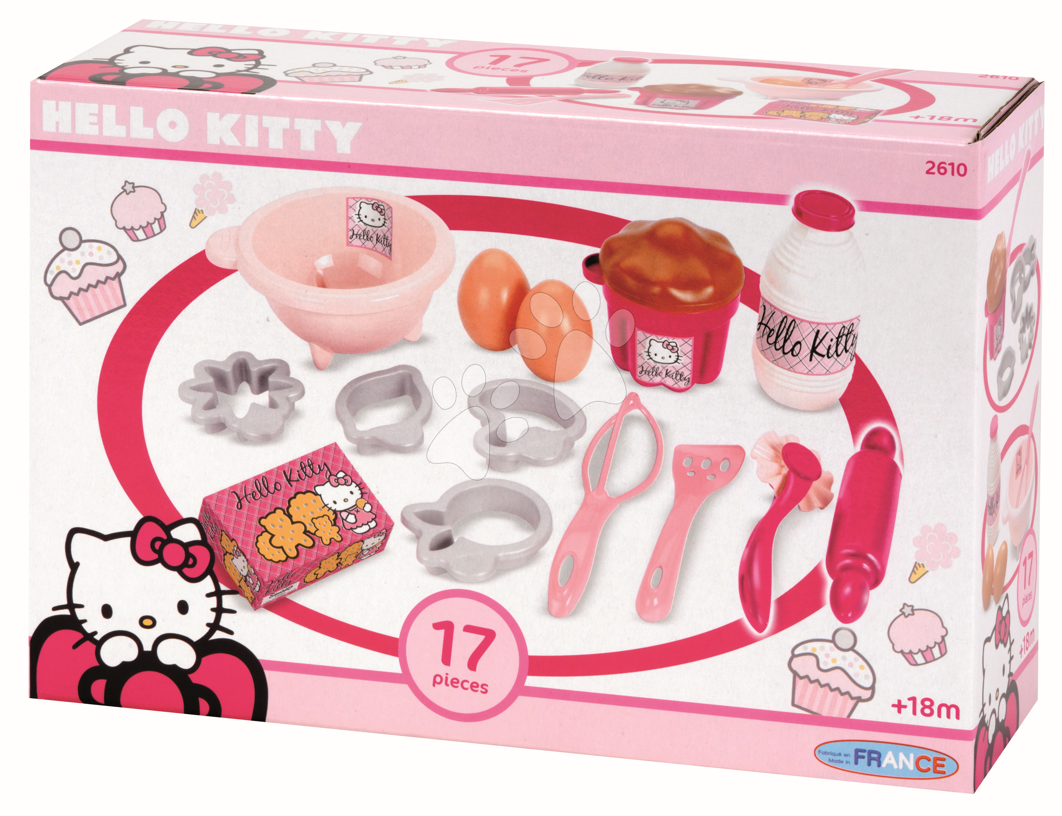 Staré položky - Cukrárenský set Hello Kitty Écoiffier na pečenie sladkostí so 17 doplnkami od 18 mes