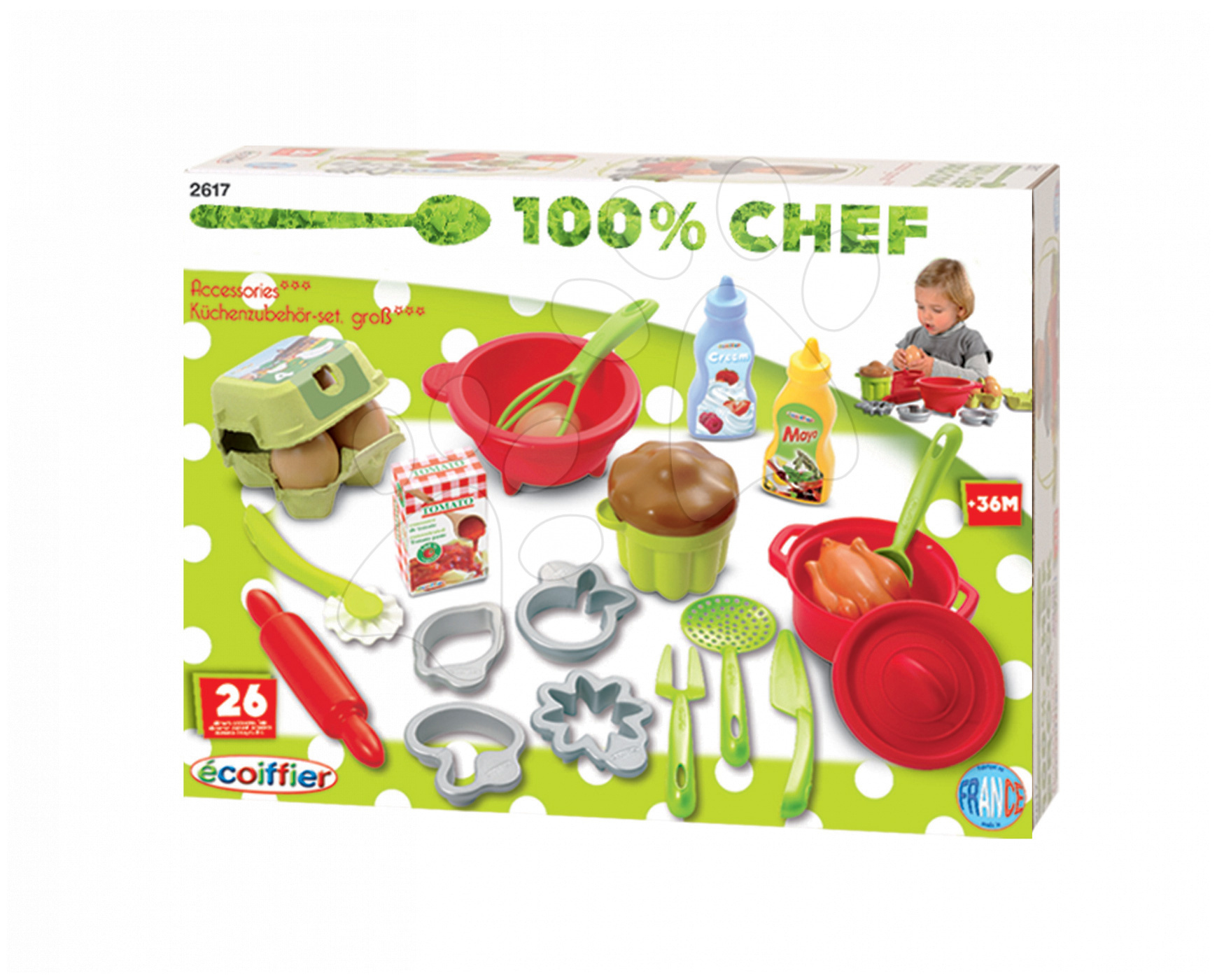 ECOIFFIER Bauletto Accessori Cucina 34 Pezzi Per Bambini +18 Mesi Fabbricato In Francia