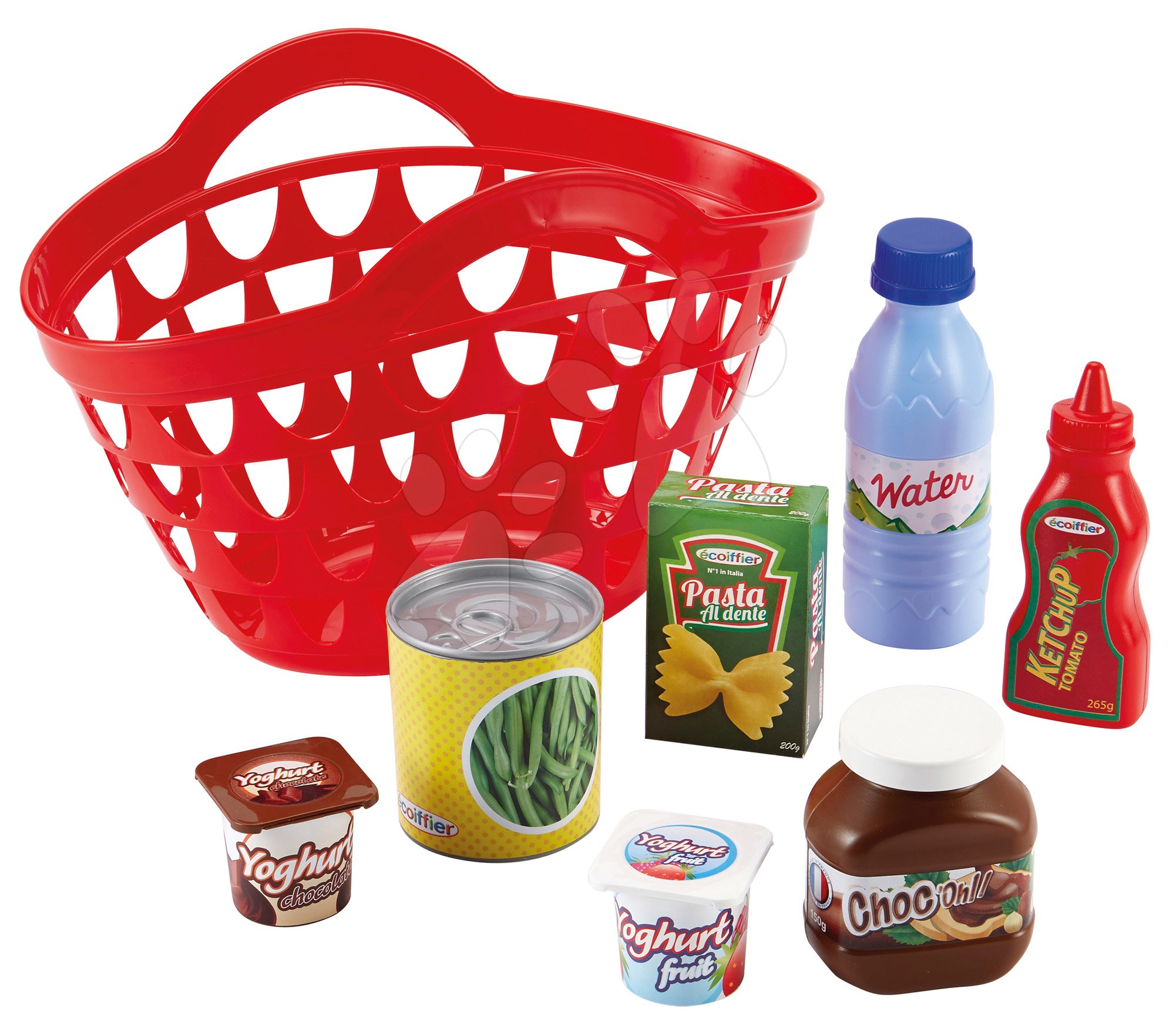 Écoiffier bevásárlótáska gyerekeknek 7 élelmiszerrel 2680 zöld/piros