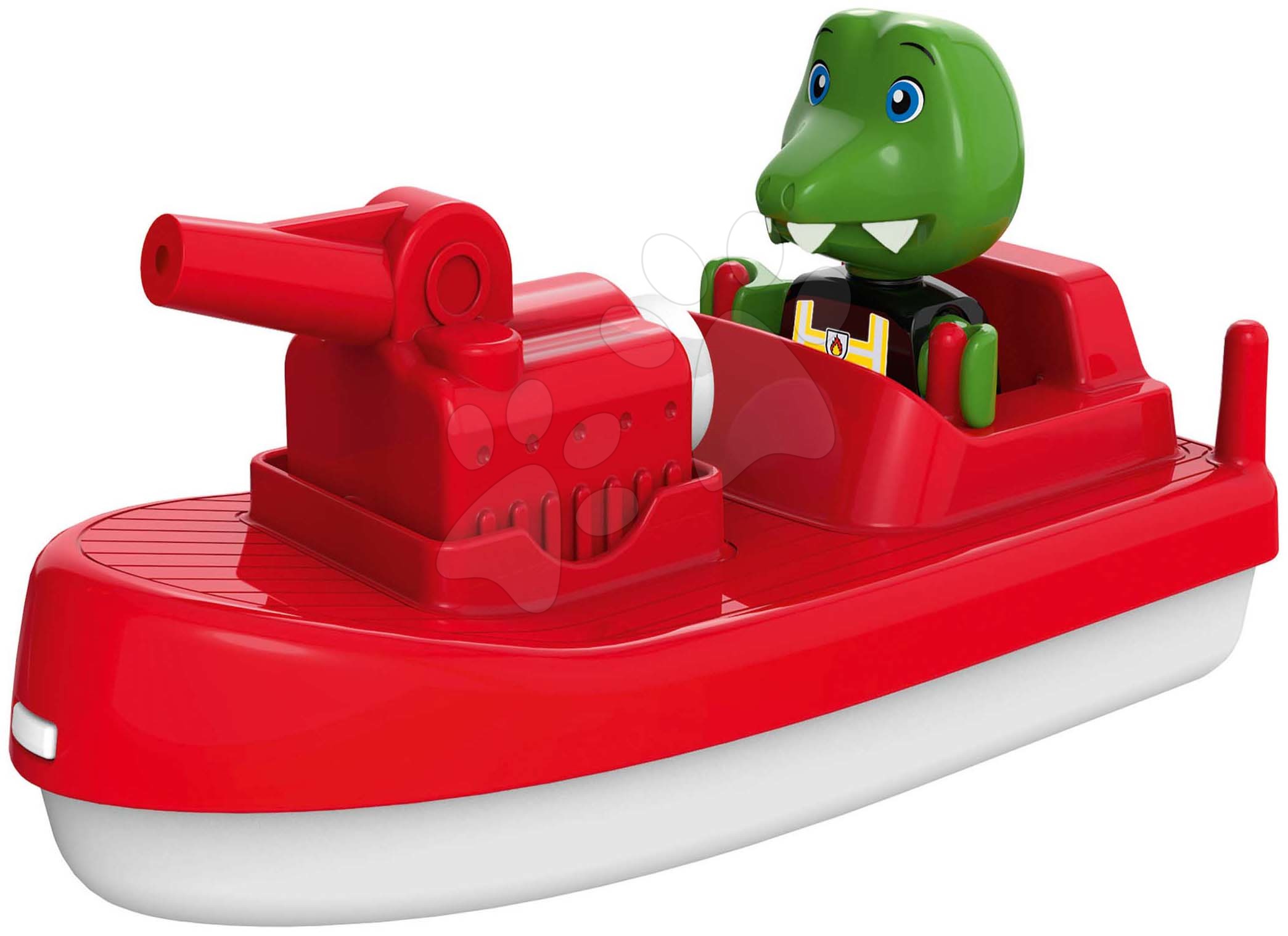 Vízi pálya kiegészítők - Motorcsónak vízágyúval Fireboat AquaPlay 2 m vízsugárral és krokodil Nils kapitánnyal (kompatibilis a Duplo-val)