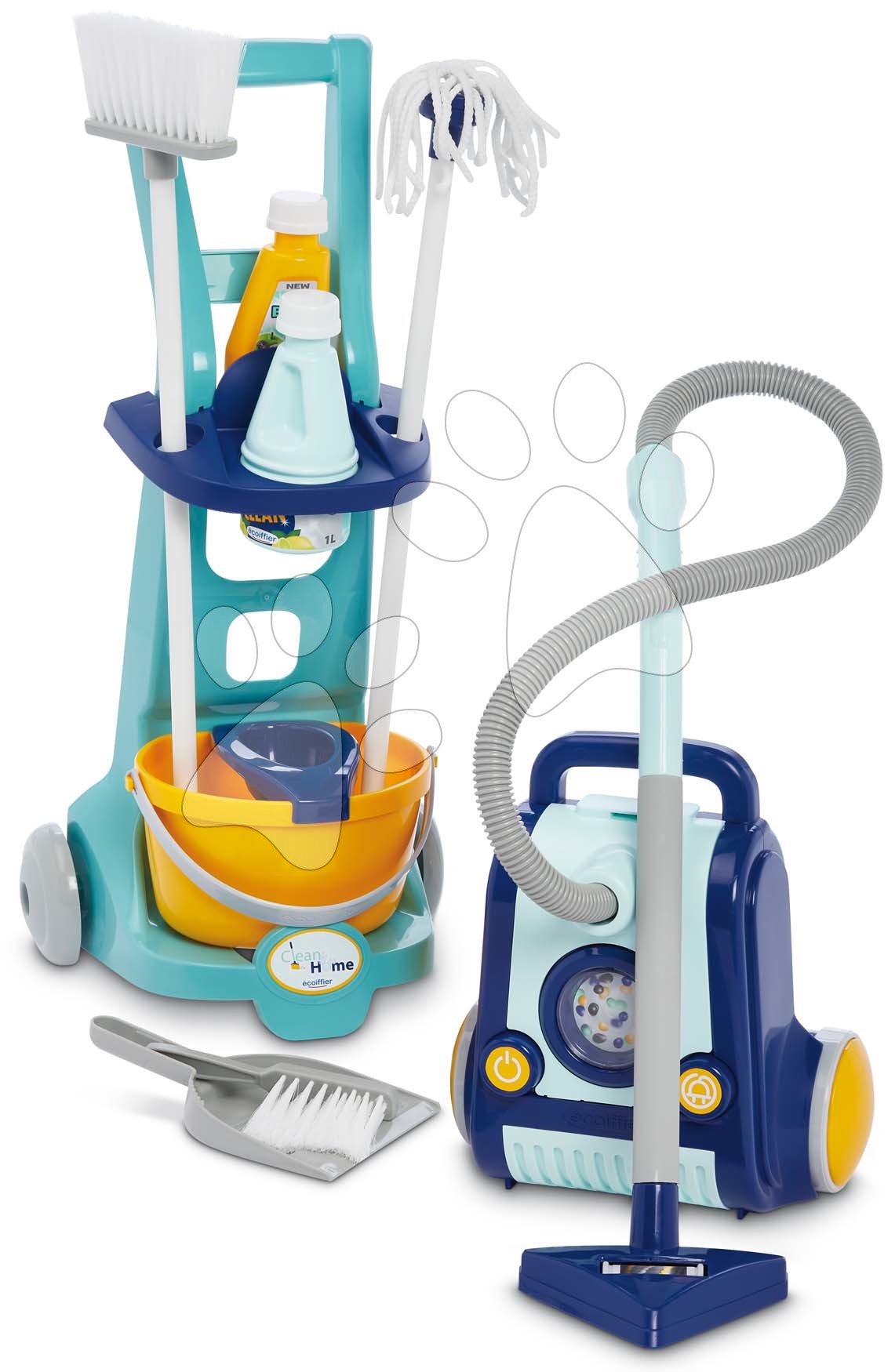 Takarítókocsi és porszívó Cleaning Trolley&Vacuum Cleaner Clean Home Écoiffier 10 kiegészítővel 18 hó-tól