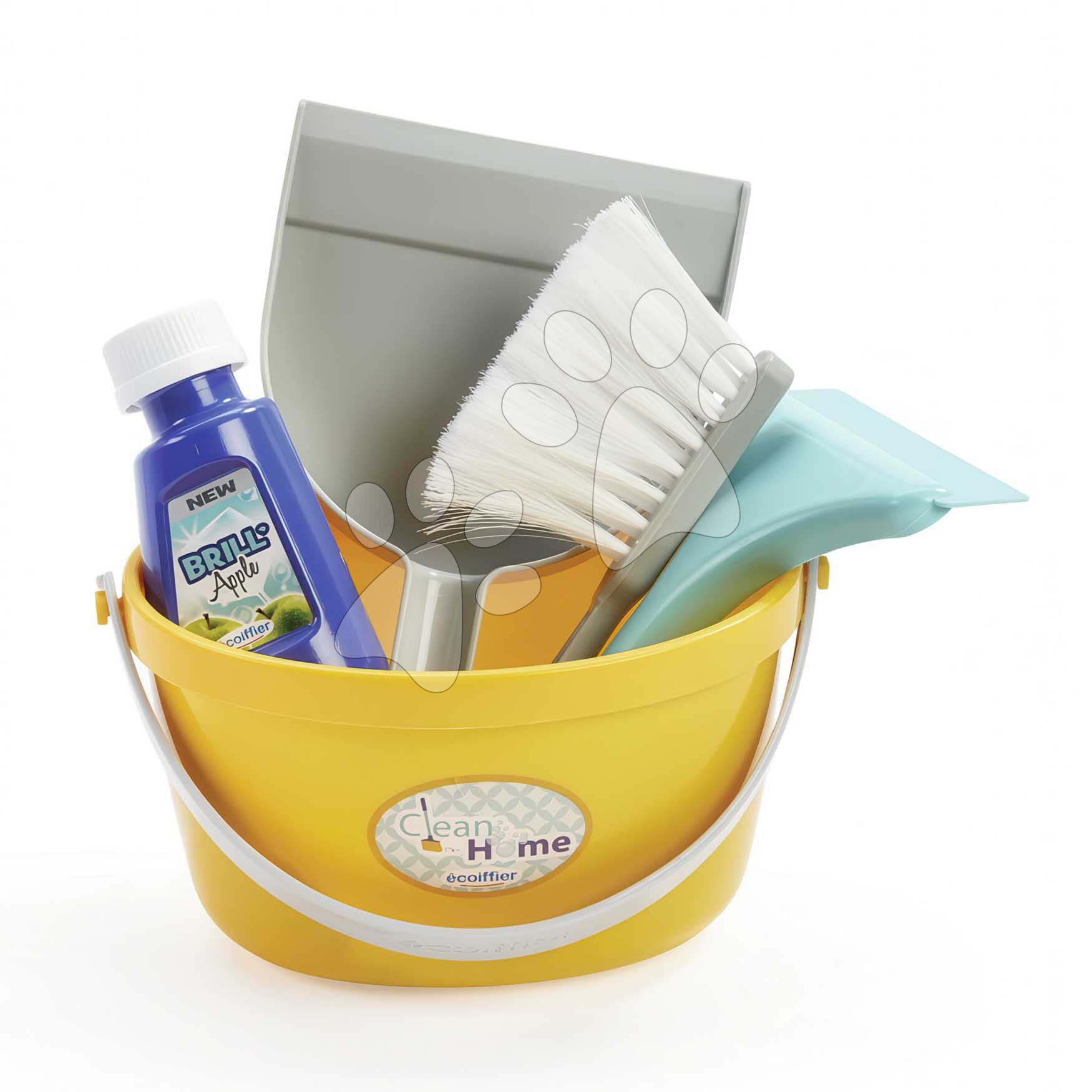 Upratovacia súprava vo vedre Cleaning Bucket Set Écoiffier 5 doplnkov s lopatkou metličkou a stierkou na okná