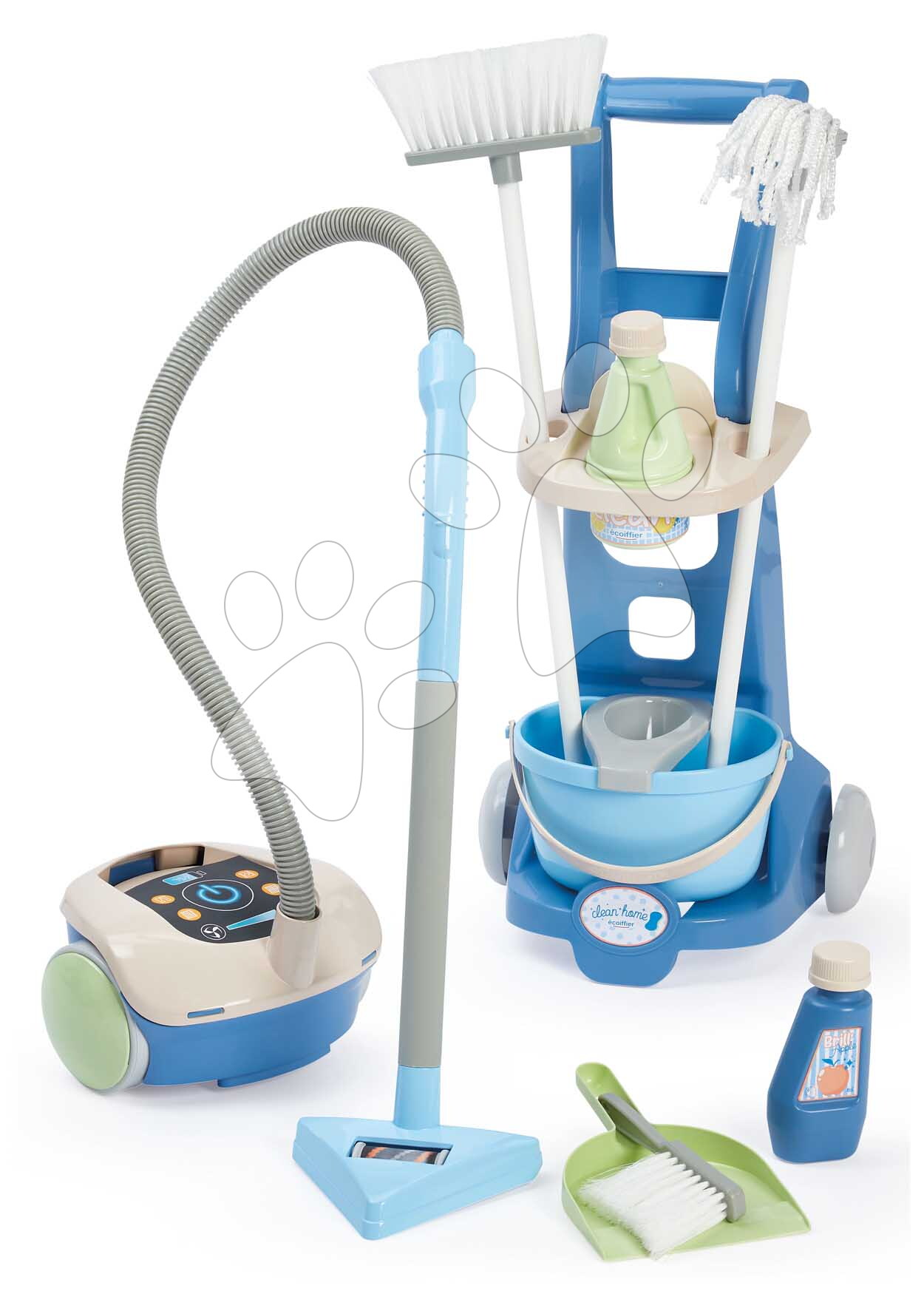 Uklízecí vozík s vysavačem Clean Home Écoiffier se smetákem a kbelíkem 10 doplňků