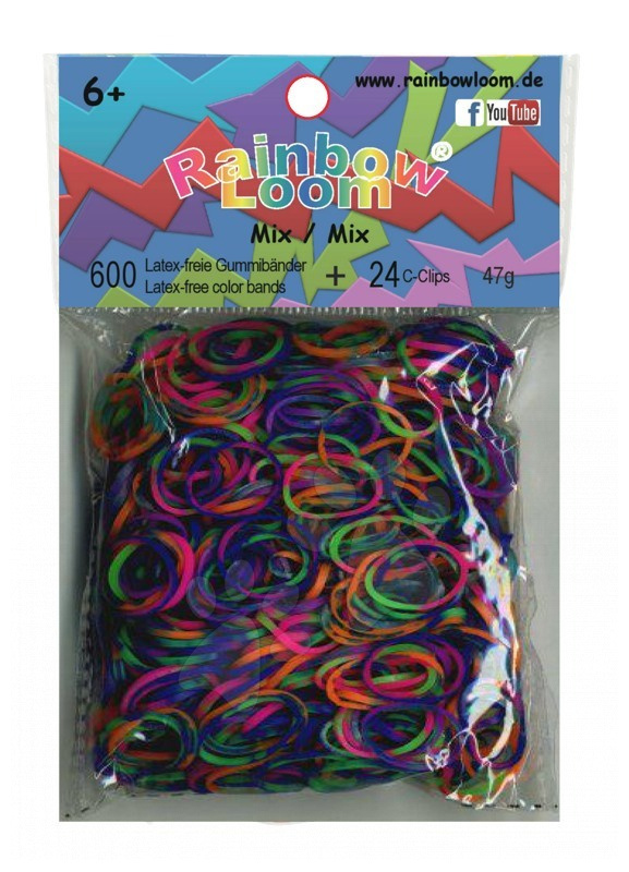 Rainbow Loom gumičky mix - Rainbow Loom originálne gumičky strakatý mix transparentný 600 kusov od 6 rokov