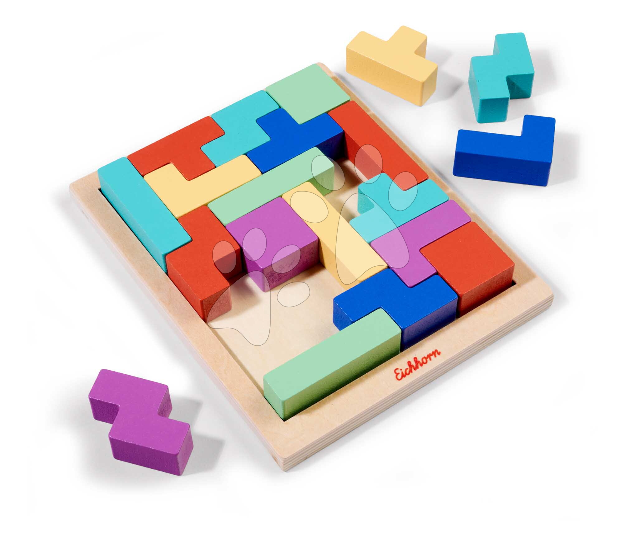 Fajáték Tetris Games Shape Eichhorn 20 színes kocka és alap