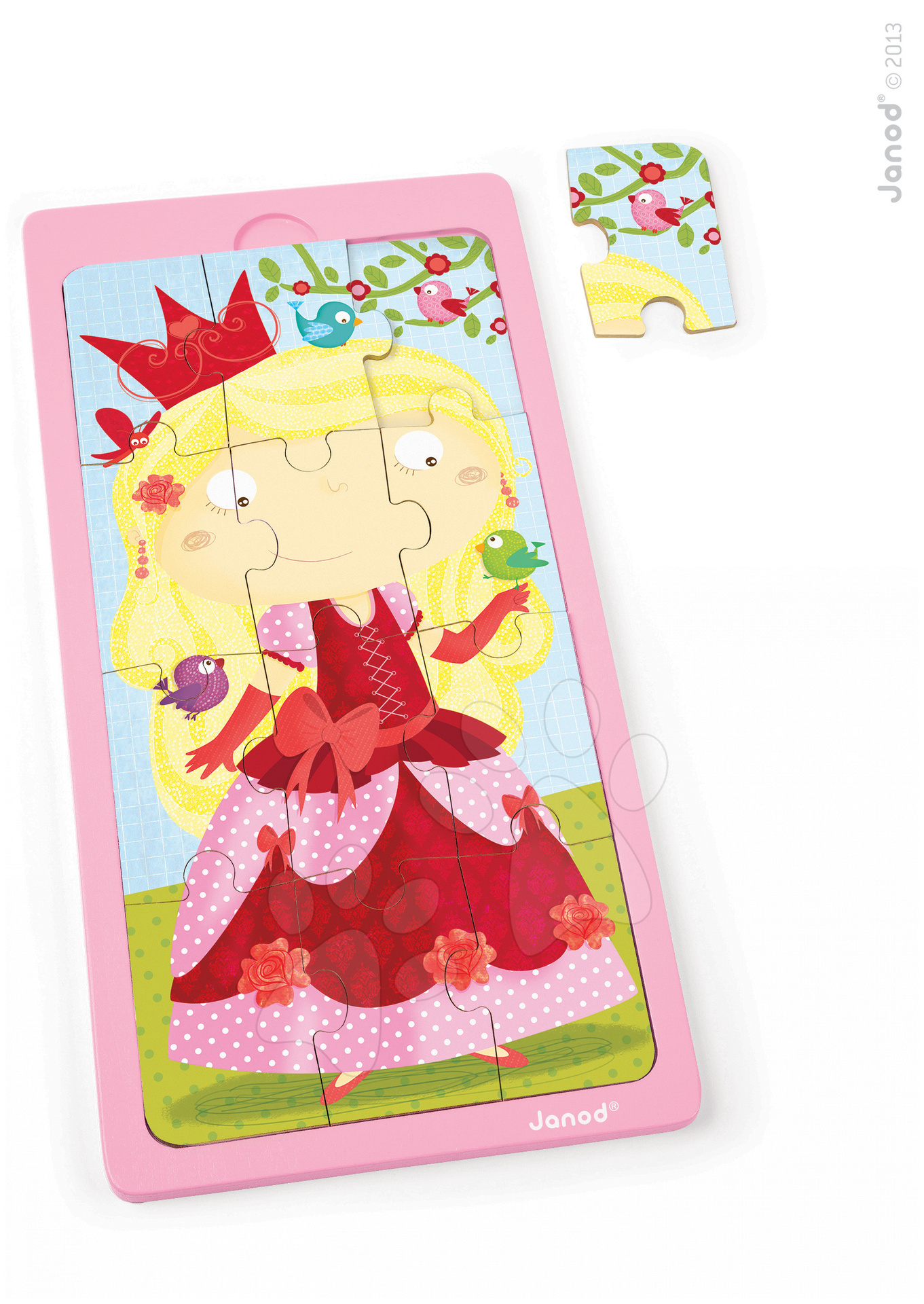 Puzzle pre najmenších - Drevené puzzle pre najmenších Princess Jessica Janod 12 dielov od 24 mes