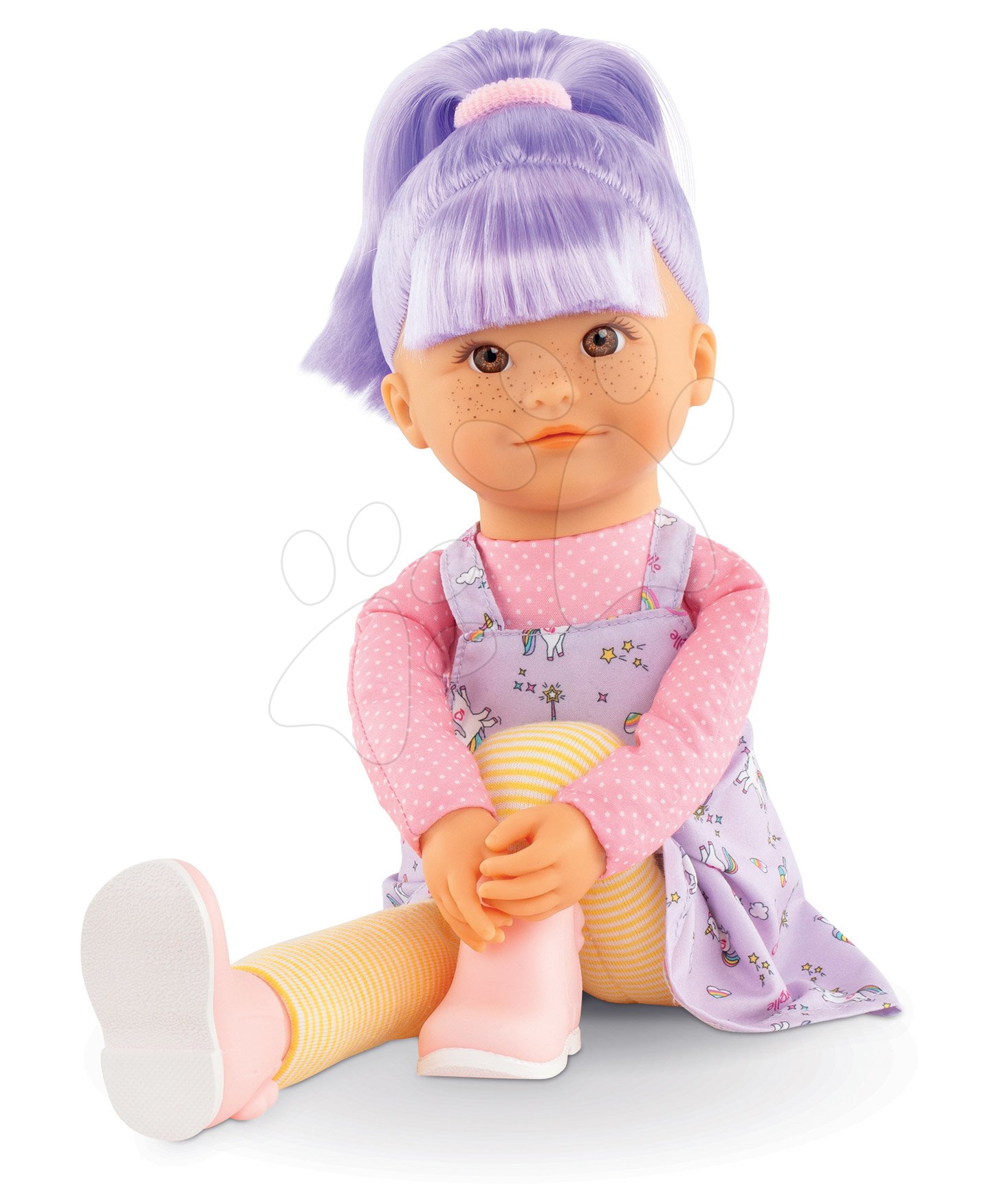 Játékbaba Iris Rainbow Dolls Corolle selymes hajkoronával és vanília illattal lila 38 cm 3 évtől