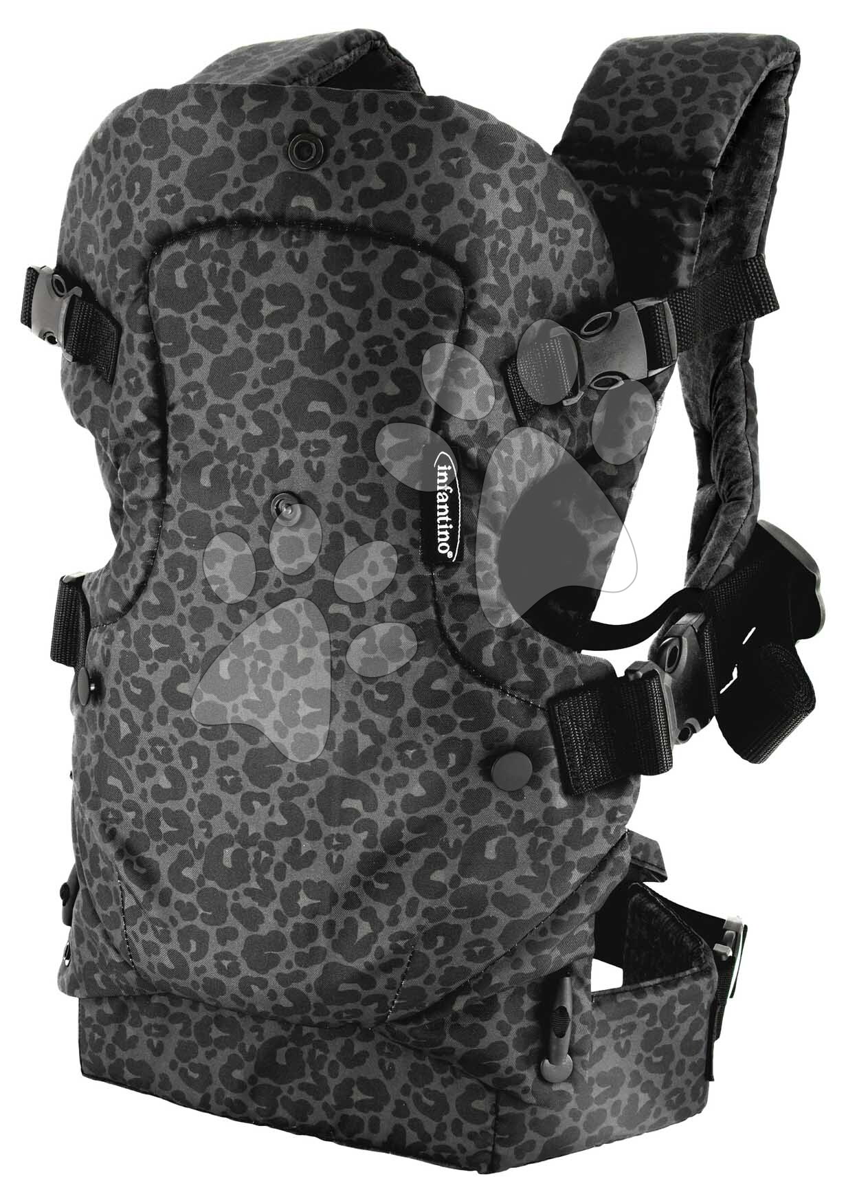 Nosič pre dieťa Flip 4v1 Convertible Carrier Leopard Black Infantino 4 spôsoby nosenia s leopardím vzorom čierny od 3,6-14,5 kg od 0 mes