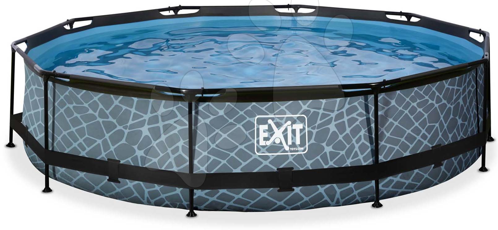 Bazén s filtráciou Stone pool Exit Toys kruhový oceľová konštrukcia 360*76 cm šedý od 6 rokov