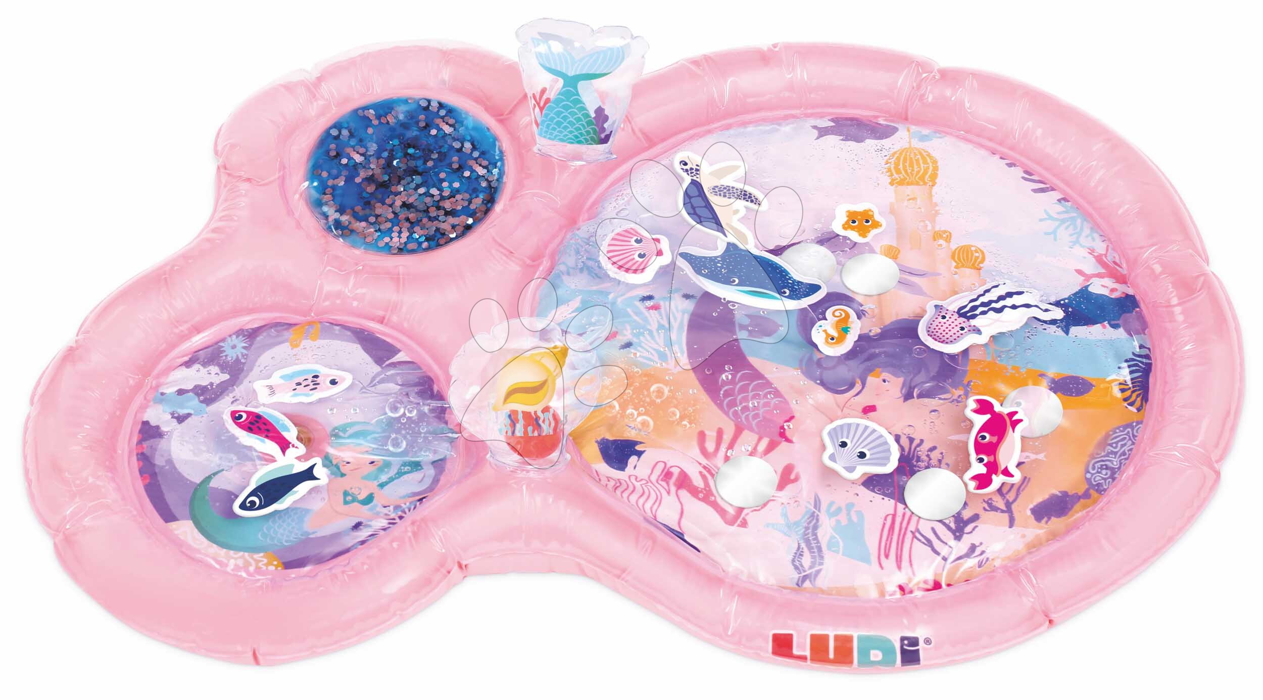 Játszószőnyeg vízzel Sellők Mermaid Water Play Mat Ludi hasaláshoz rózsaszín 10 hó-tól