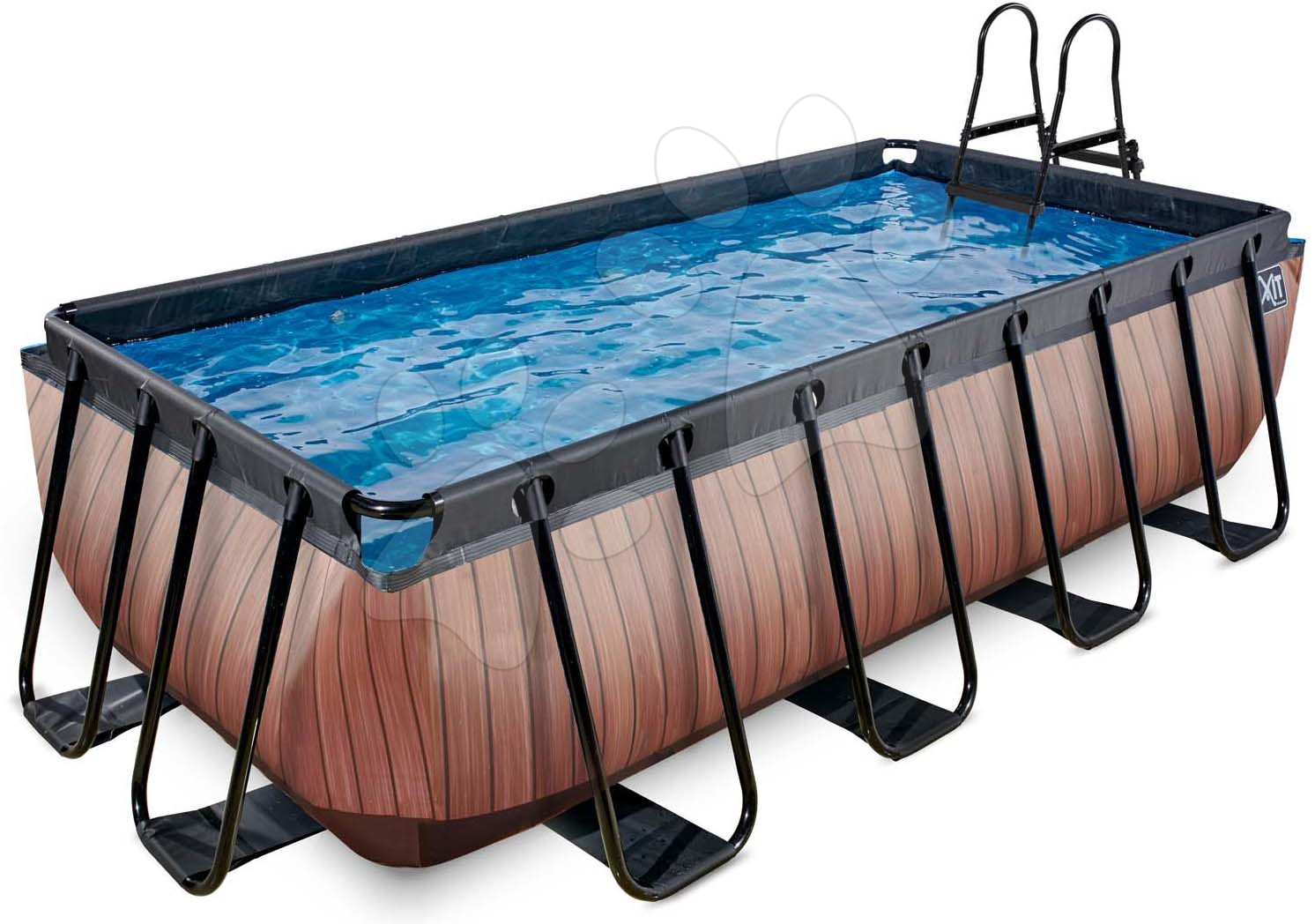 Bazén s filtráciou Wood pool Exit Toys oceľová konštrukcia 400*200*100 cm hnedý od 6 rokov