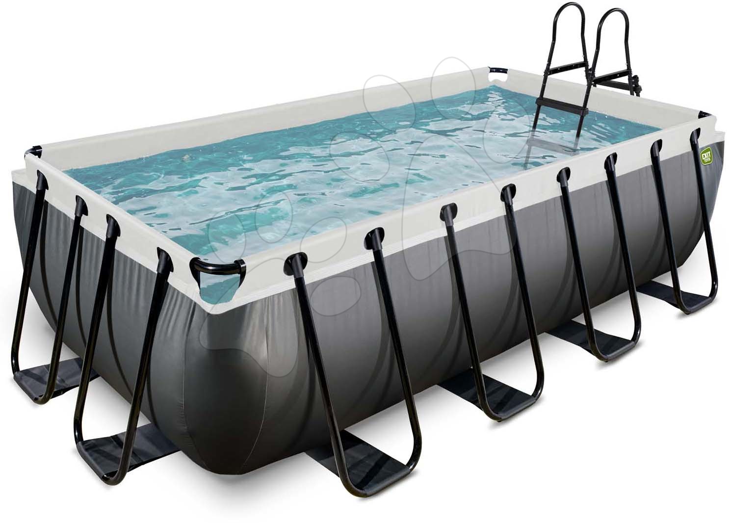 E-shop Bazén s filtráciou Black Leather pool Exit Toys oceľová konštrukcia 400*200*100 cm čierny od 6 rokov