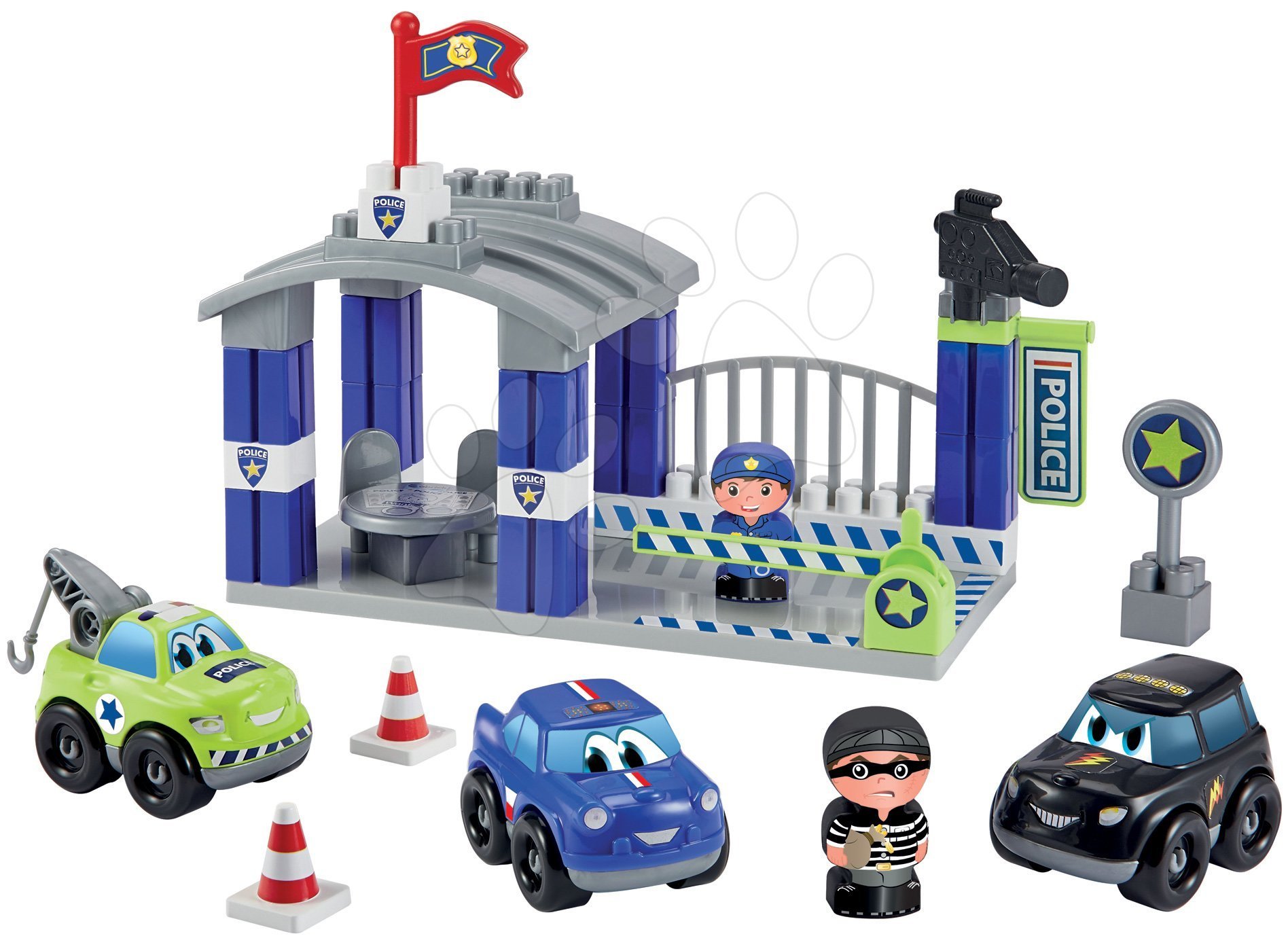Stavebnice Abrick - Stavebnice policejní stanice Abrick Écoiffier s 3 auty a 2 figurkami od 18 měsíců