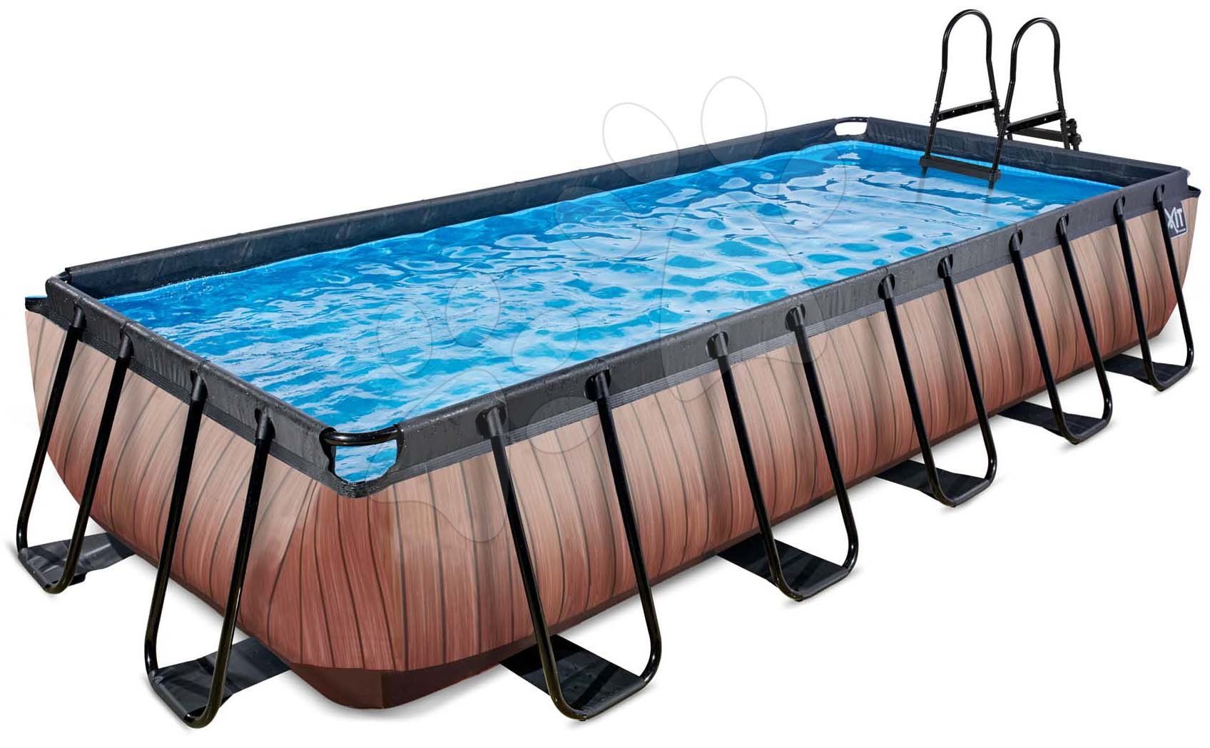 Bazén s pieskovou filtráciou Wood pool Exit Toys oceľová konštrukcia 540*250*100 cm hnedý od 6 rokov