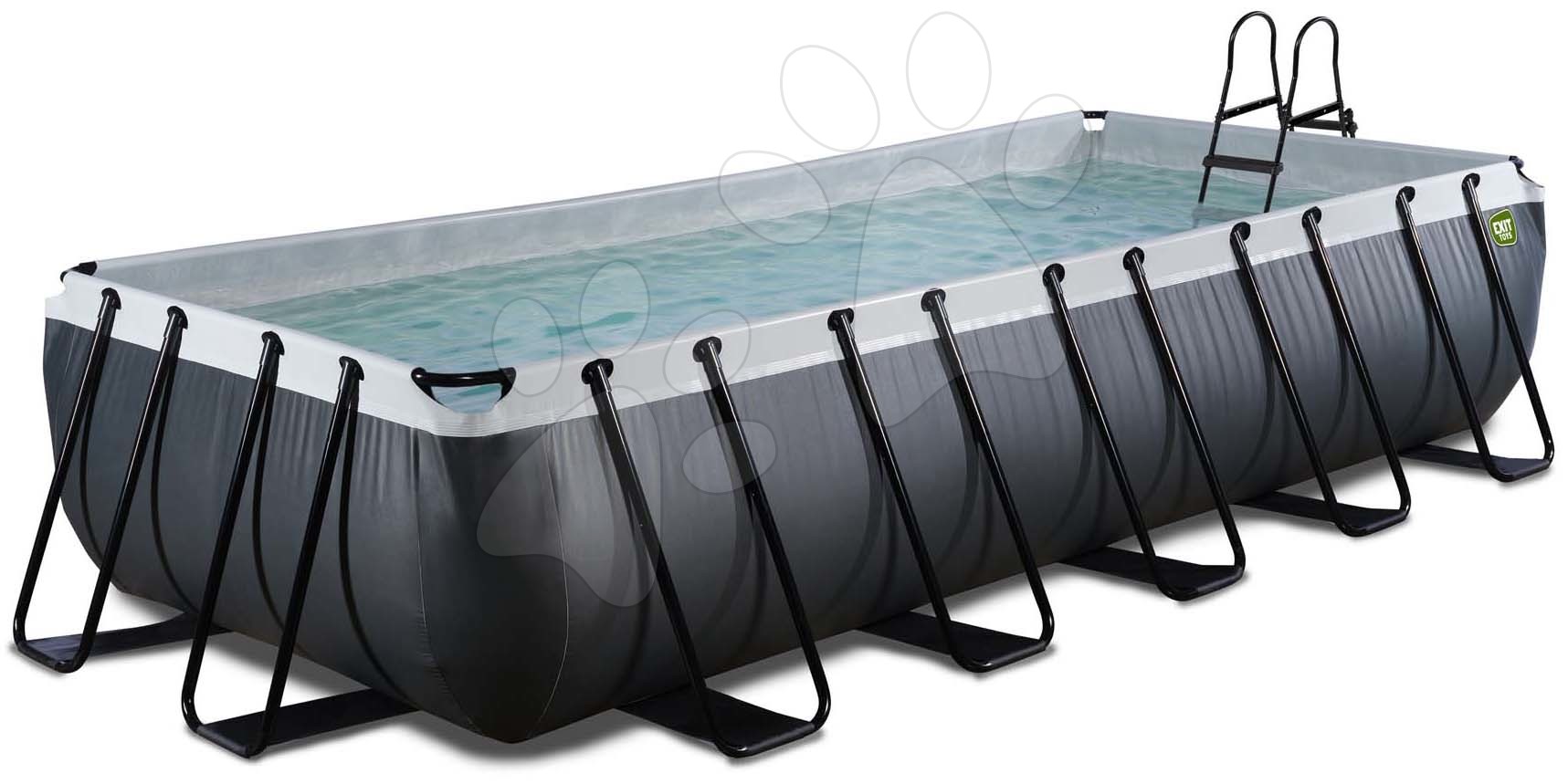 Obdélníkové bazény  - Bazén s pískovou filtrací Black Leather pool Exit Toys ocelová konstrukce 540*250*100 cm černý od 6 let