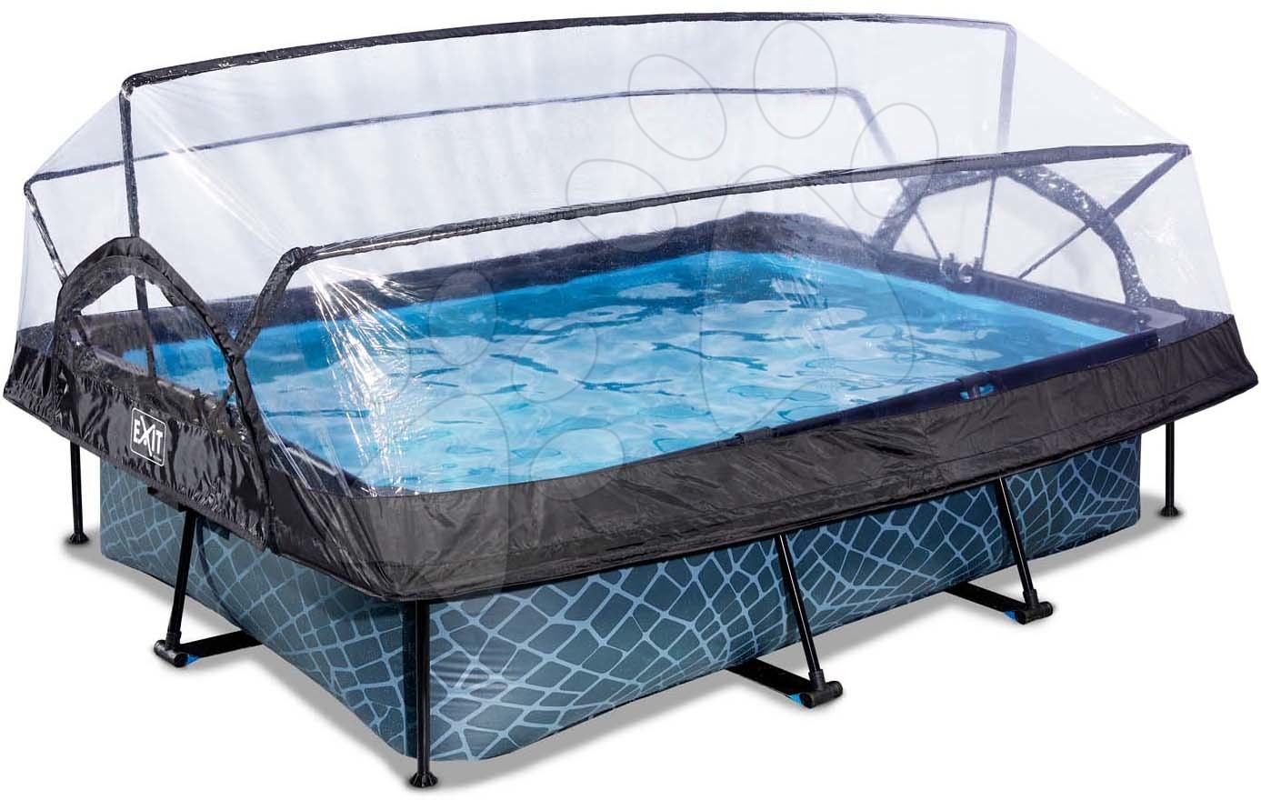 Bazén s krytom a filtráciou Stone pool Exit Toys oceľová konštrukcia 220*150*65 cm šedý od 6 rokov