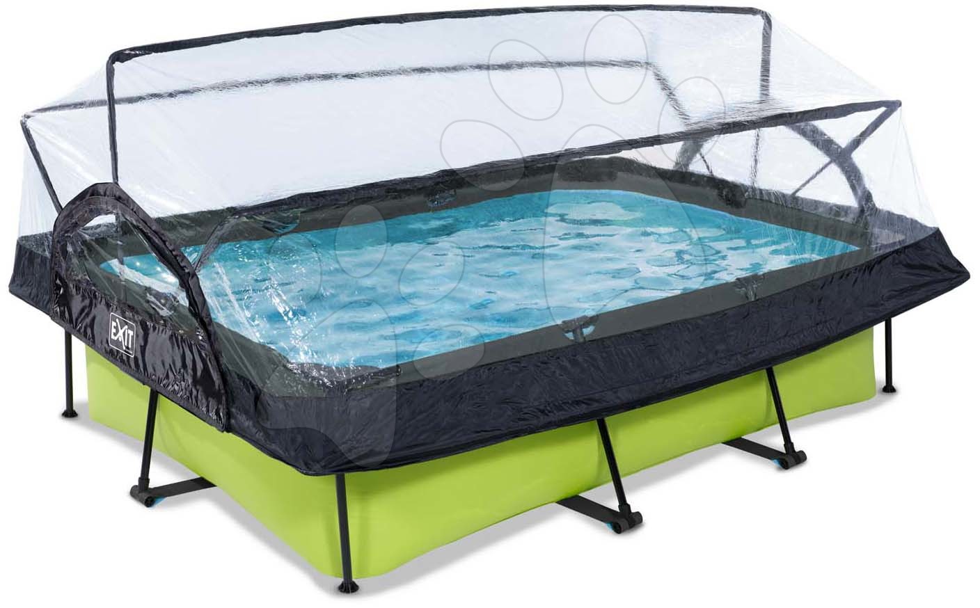 Bazén s krytom a filtráciou Lime pool Exit Toys oceľová konštrukcia 220*150*65 cm zelený od 6 rokov