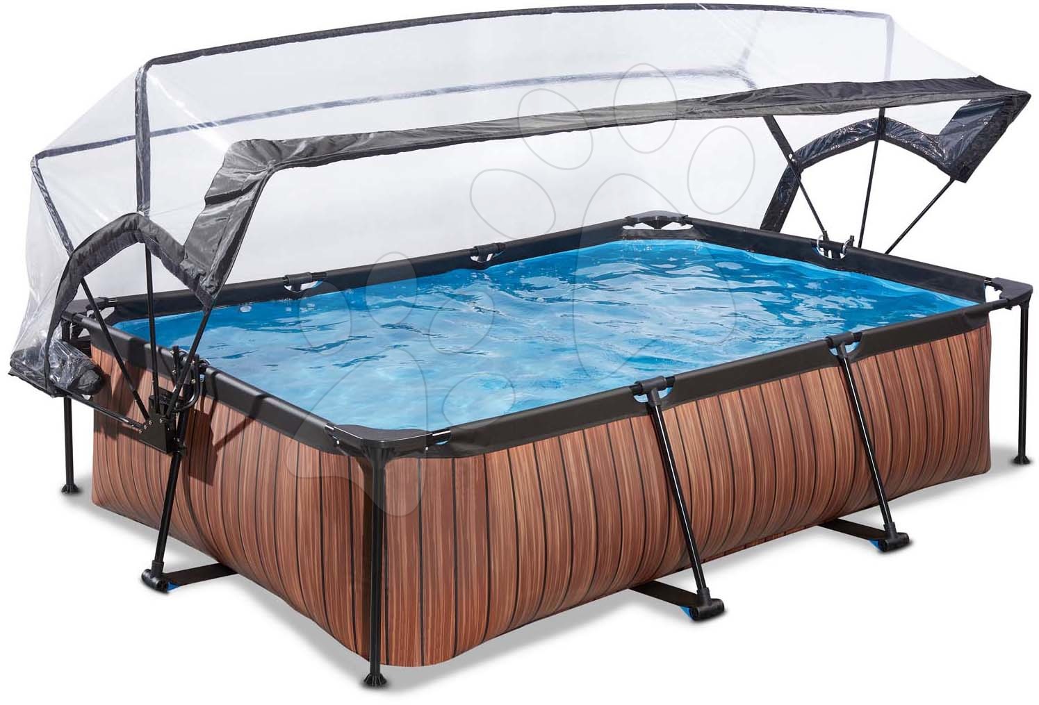 Bazén s krytem a filtrací Wood pool Exit Toys ocelová konstrukce 300*200 cm hnědý od 6 let