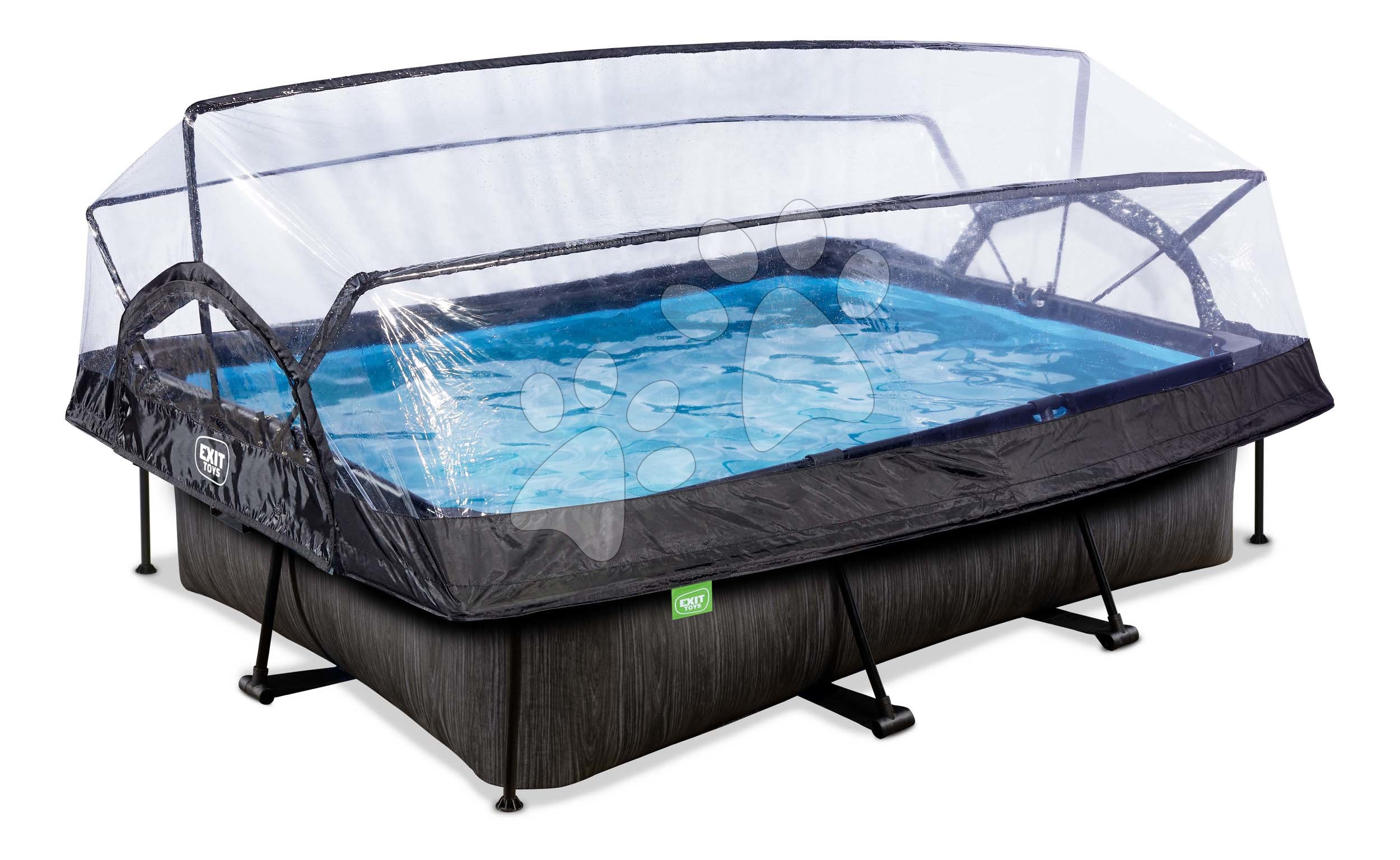 Bazén s krytom a filtráciou Black Wood pool Exit Toys oceľová konštrukcia 300*200*65 cm čierny od 6 rokov