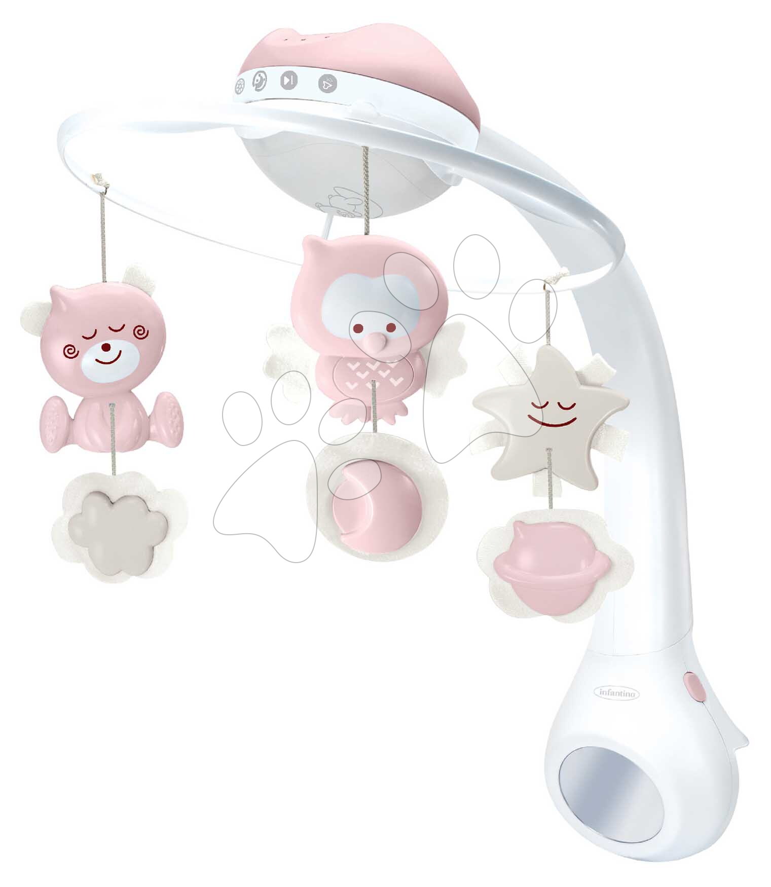 Hudobný kolotoč nad postieľku 3in1 Projector Musical Mobile Dusty Pink Infantino s projektorom a nočným svetlom ružový od 0 mes
