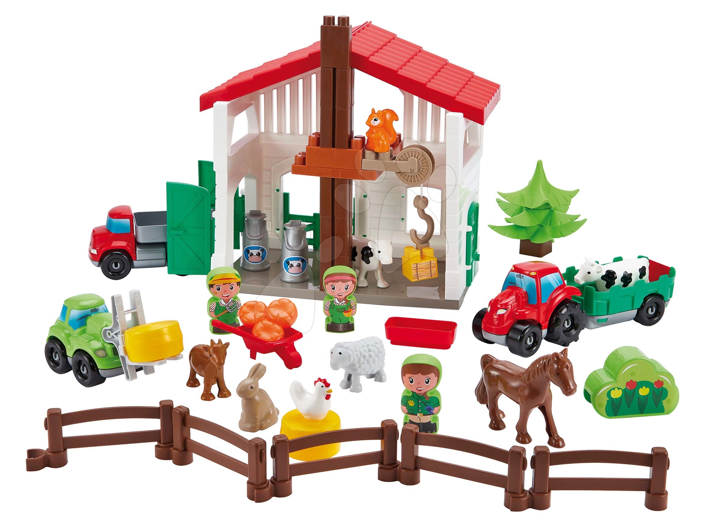 Otroške kocke Abrick - Kocke kmetija s traktorjem Abrick Écoiffier z 8 živalcami in 3 kmetijami od 18 mes