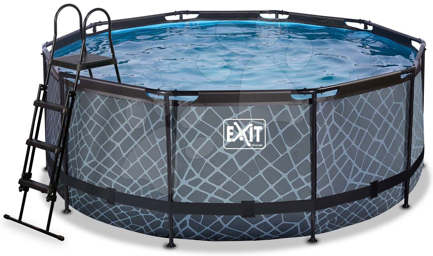 Bazény kruhové - Bazén s filtráciou Stone pool Exit Toys kruhový oceľová konštrukcia 360*122 cm šedý od 6 rokov