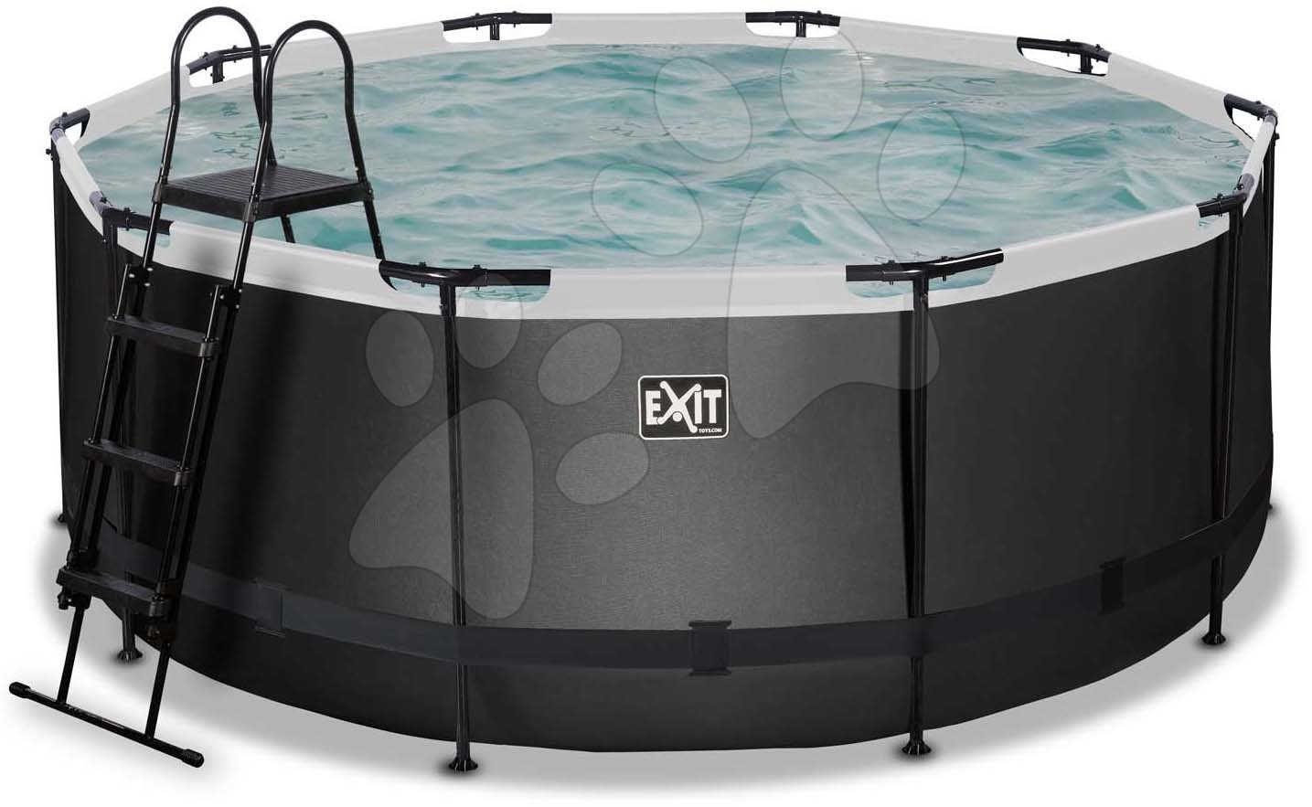 Bazén s filtráciou Black Leather pool Exit Toys kruhový oceľová konštrukcia 360*122 cm čierny od 6 rokov
