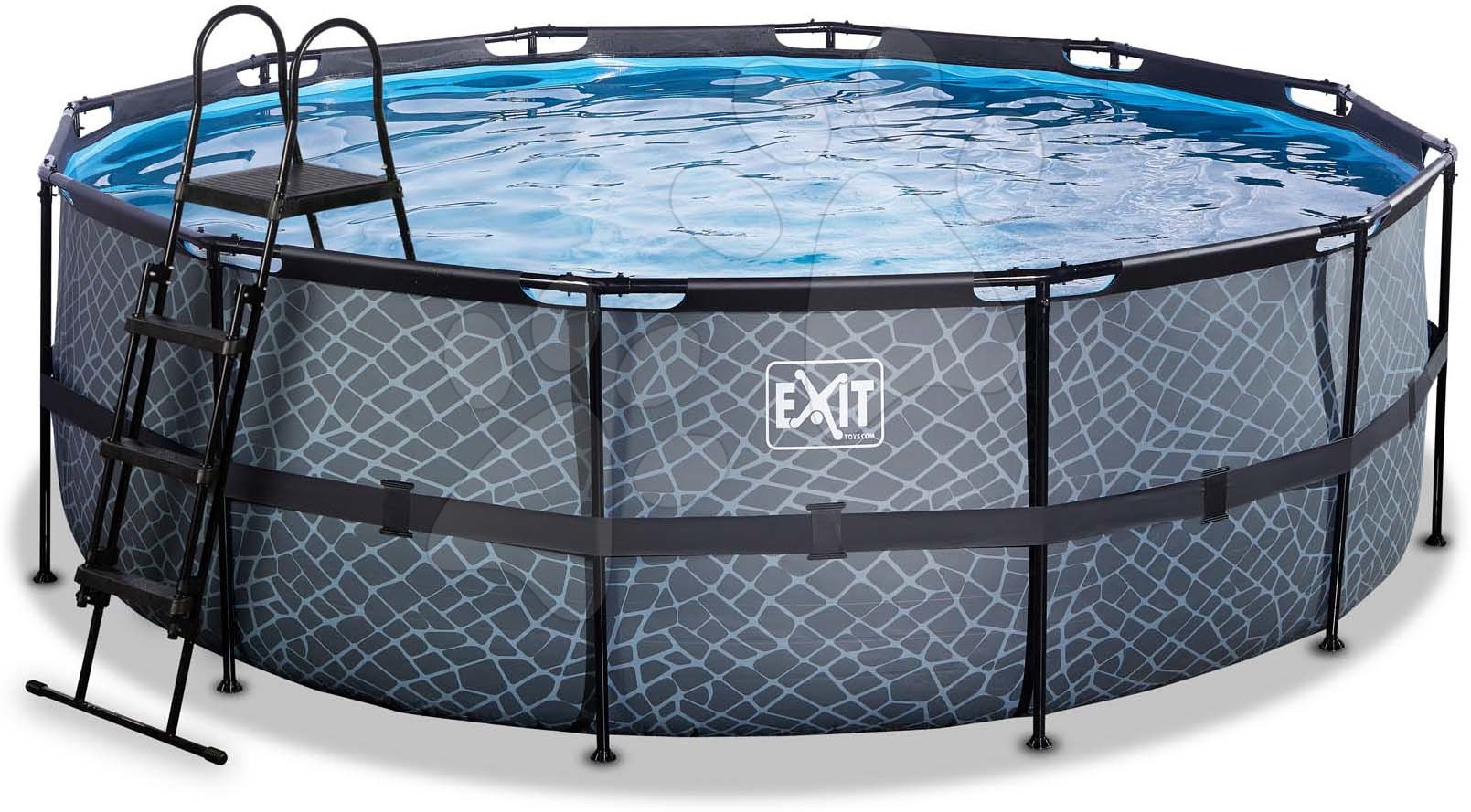Bazény kruhové - Bazén s filtráciou Stone pool Exit Toys kruhový oceľová konštrukcia 427*122 cm šedý od 6 rokov