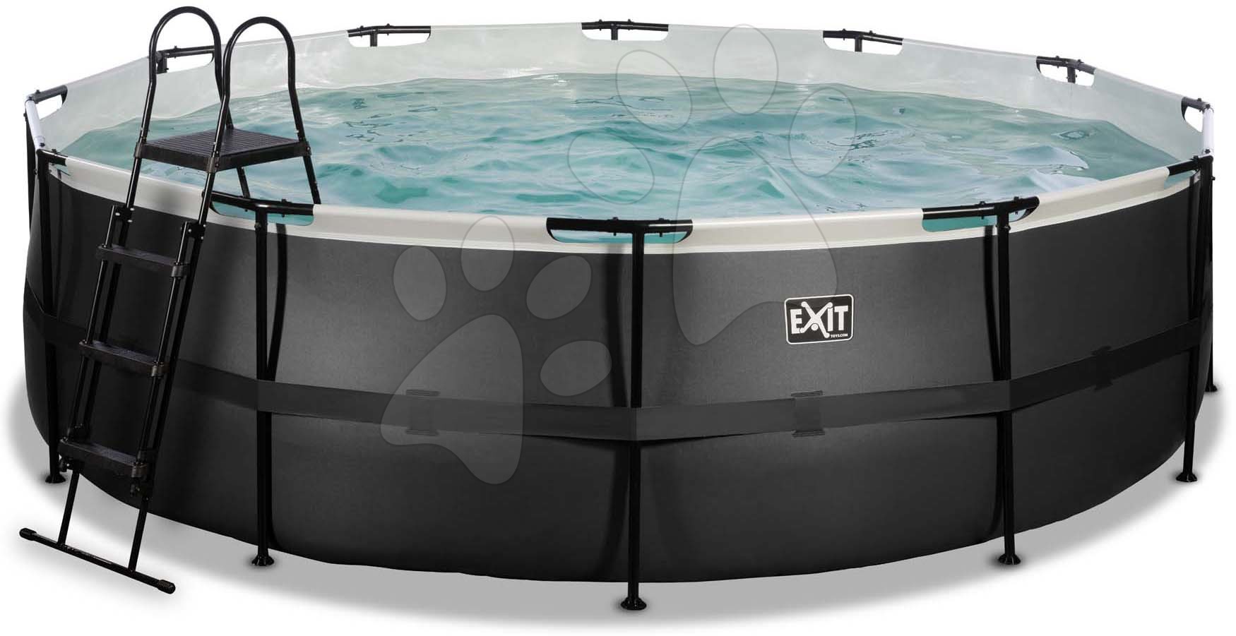 Bazény kruhové - Bazén s filtráciou Black Leather pool Exit Toys kruhový oceľová konštrukcia 488*122 cm čierny od 6 rokov