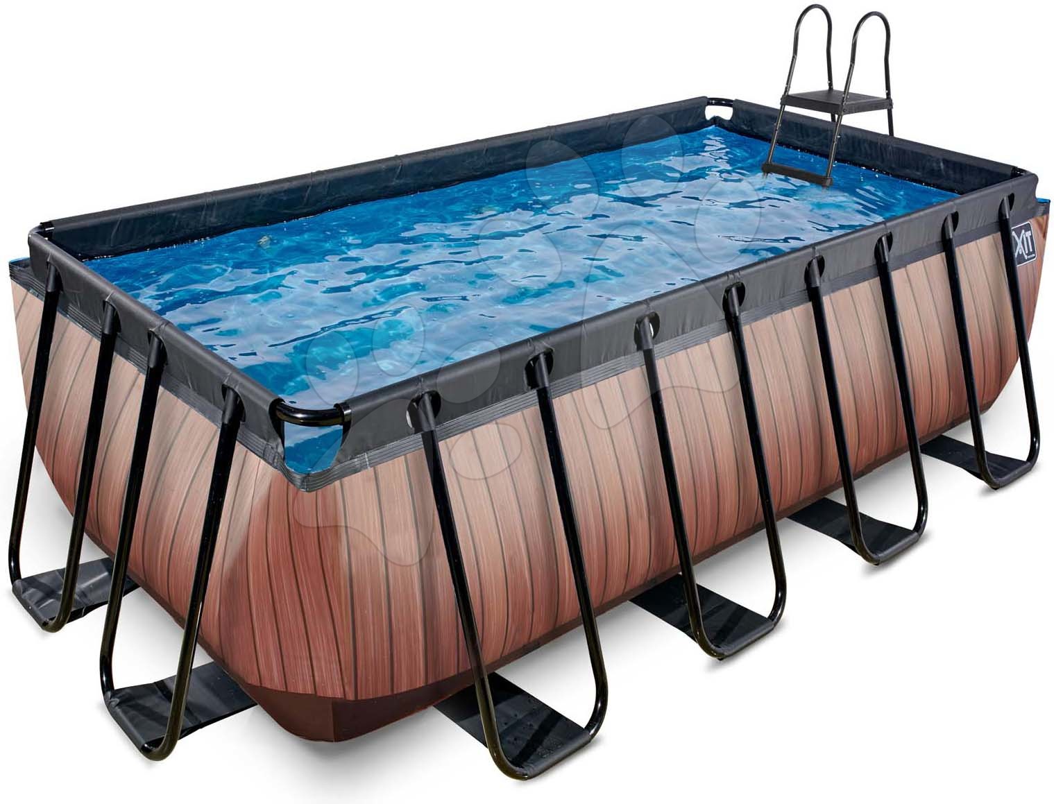 E-shop Bazén s filtráciou Wood pool Exit Toys oceľová konštrukcia 400*200*122 cm hnedý od 6 rokov