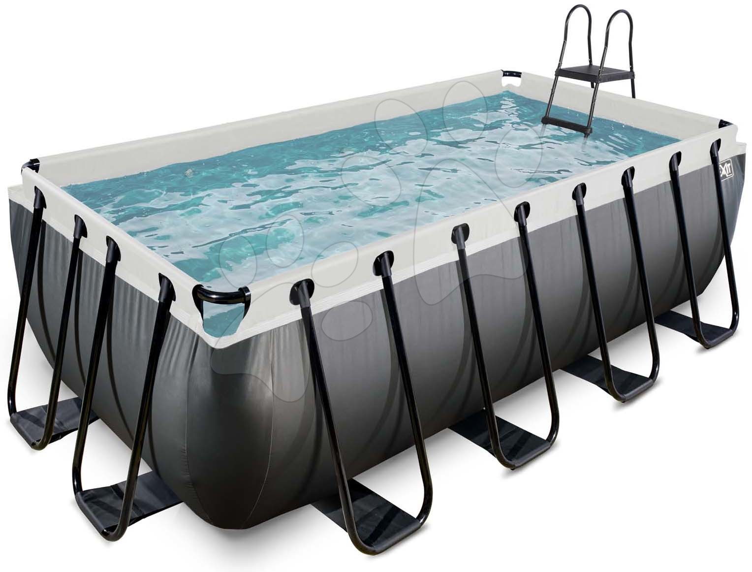 Bazén s filtrací Black Leather pool Exit Toys ocelová konstrukce 400*200*122 cm černý od 6 let