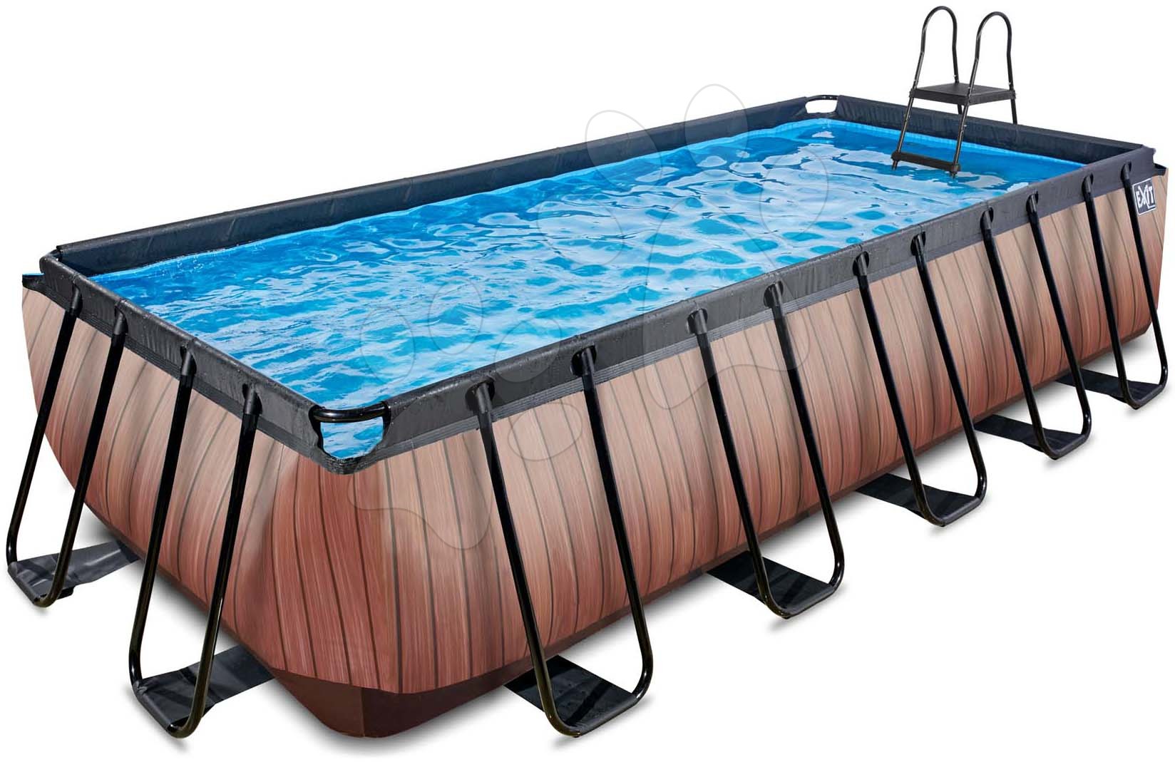 Obdélníkové bazény  - Bazén s filtrací Wood pool brown Exit Toys ocelová konstrukce 540*250*122 cm hnědý od 6 let