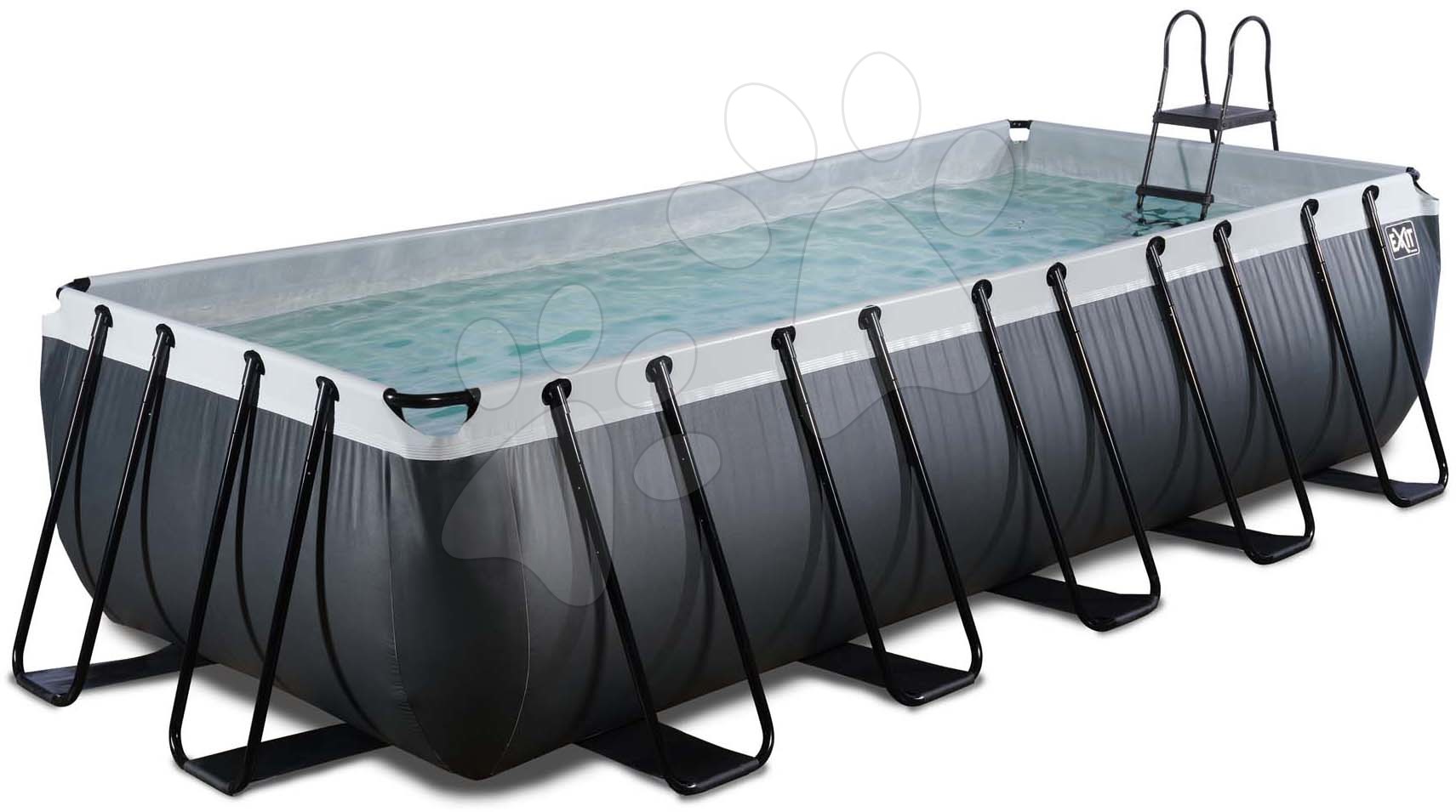 Bazény obdĺžnikové - Bazén s filtráciou Black Leather pool Exit Toys oceľová konštrukcia 540*250*122 cm čierny od 6 rokov