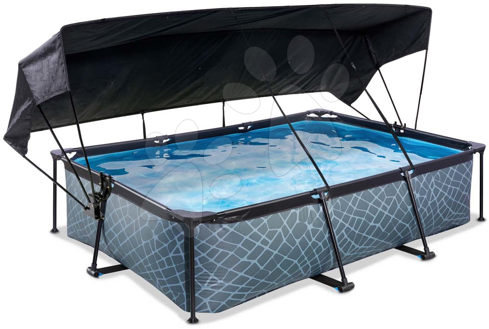 Bazén so strieškou a filtráciou Stone pool Exit Toys oceľová konštrukcia 300*200*65 cm šedý od 6 rokov