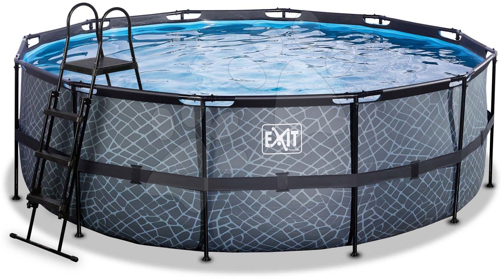 Bazén s pieskovou filtráciou Stone pool Exit Toys kruhový oceľová konštrukcia 427*122 cm šedý od 6 rokov