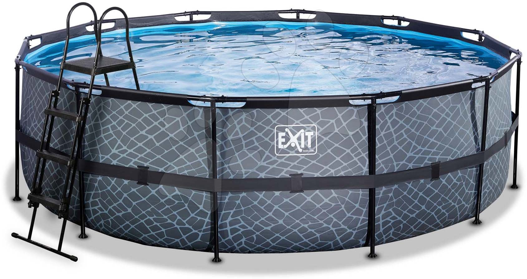 Bazény kruhové - Bazén s pieskovou filtráciou Stone pool Exit Toys kruhový oceľová konštrukcia 450*122 cm šedý od 6 rokov