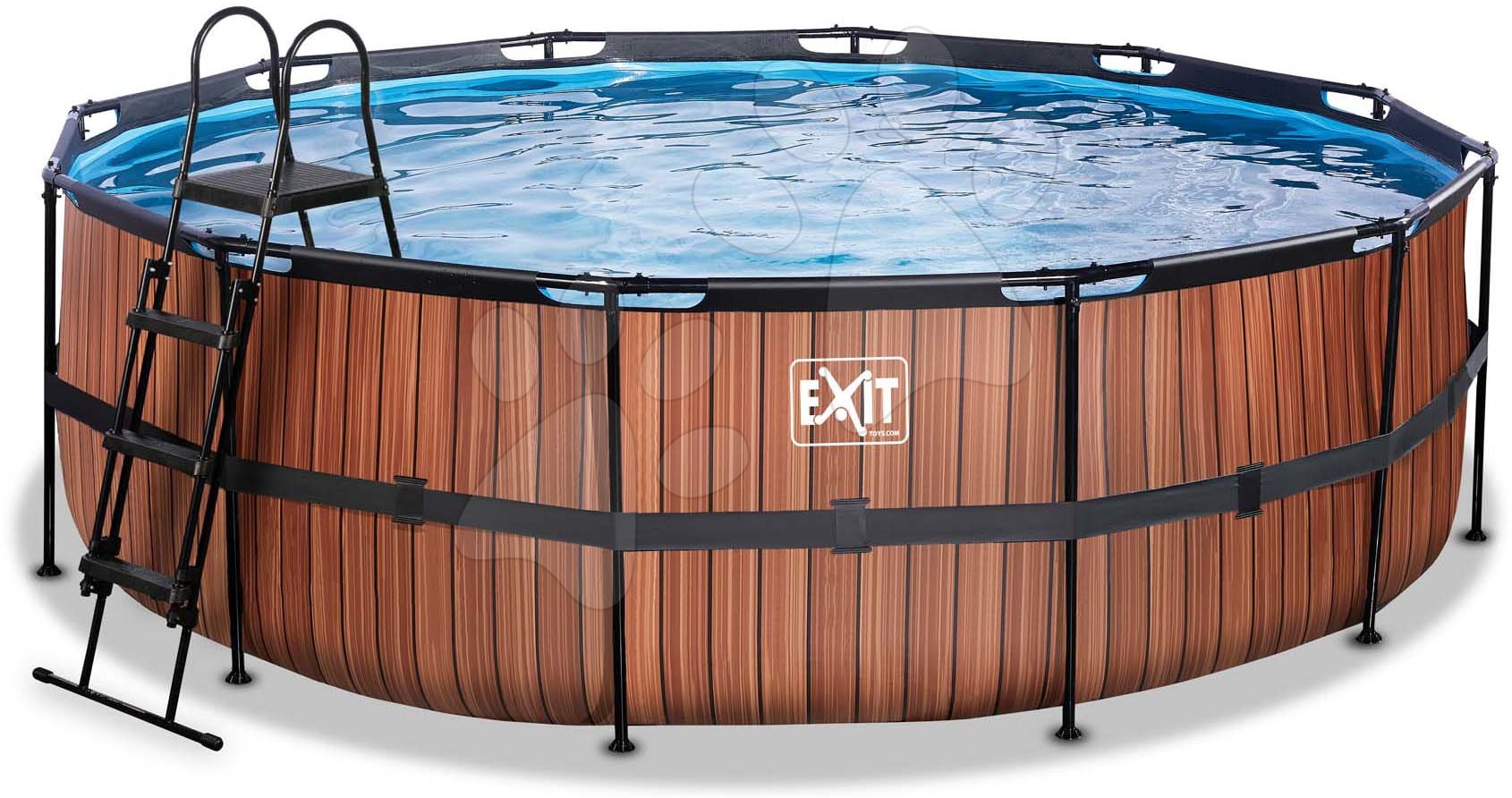 Bazény kruhové - Bazén s pieskovou filtráciou Wood pool Exit Toys kruhový oceľová konštrukcia 450*122 cm hnedý od 6 rokov
