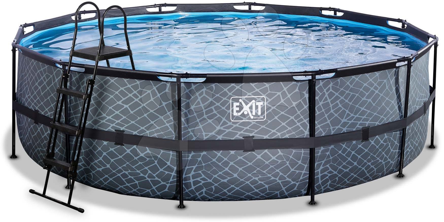 Bazén s pieskovou filtráciou Stone pool Exit Toys kruhový oceľová konštrukcia 488*122 cm šedý od 6 rokov