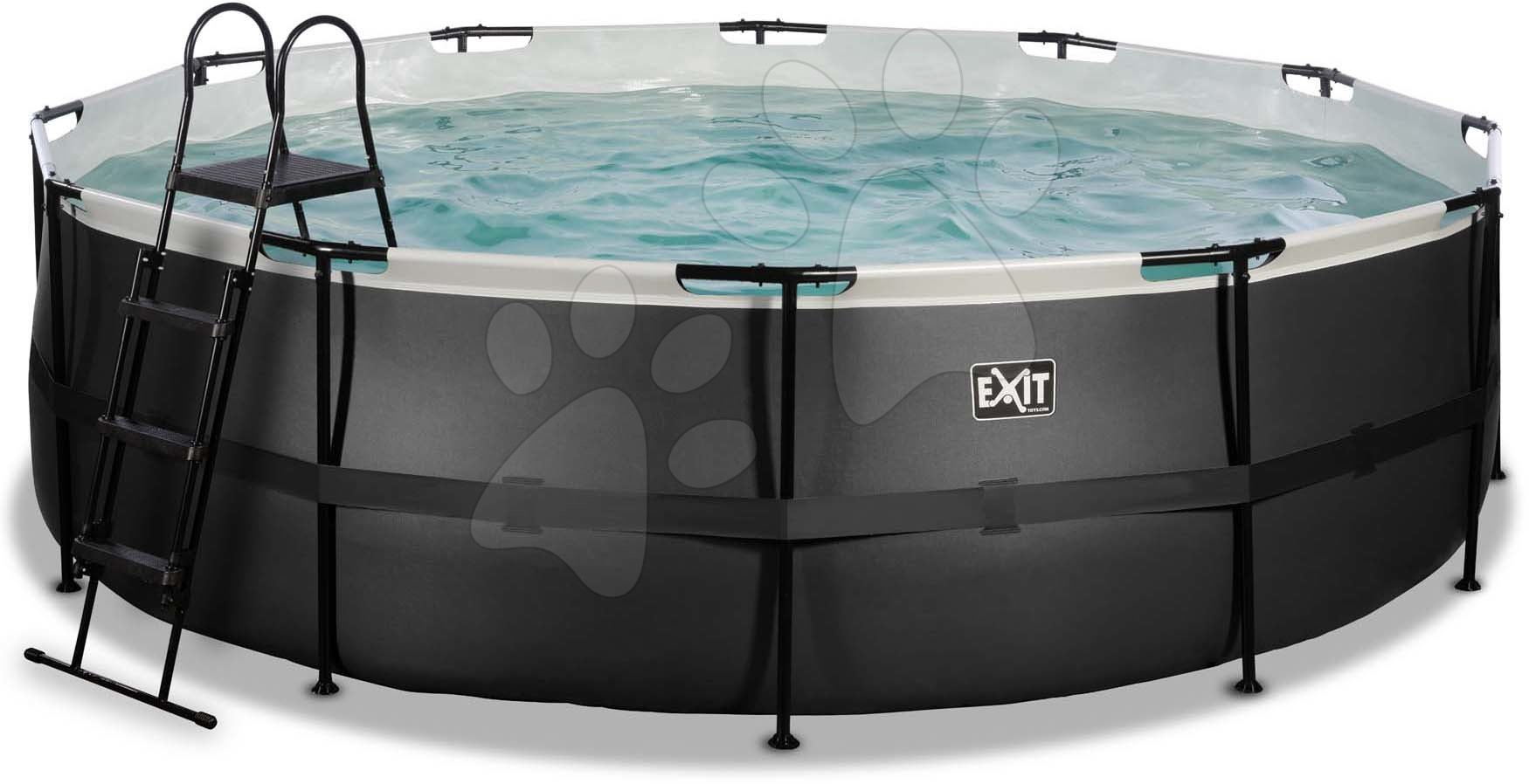 Bazény kruhové - Bazén s pieskovou filtráciou Black Leather pool Exit Toys kruhový oceľová konštrukcia 488*122 cm čierny od 6 rokov