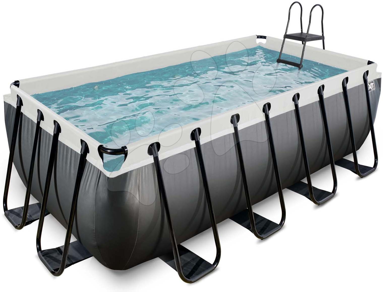 Bazén s pieskovou filtráciou Black Leather pool Exit Toys oceľová konštrukcia 400*200*122 cm čierny od 6 rokov