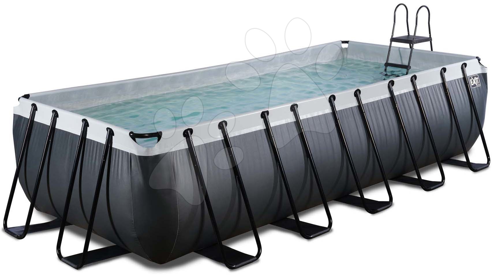 Obdélníkové bazény  - Bazén s pískovou filtrací Black Leather pool Exit Toys ocelová konstrukce 540*250*122 cm černý od 6 let