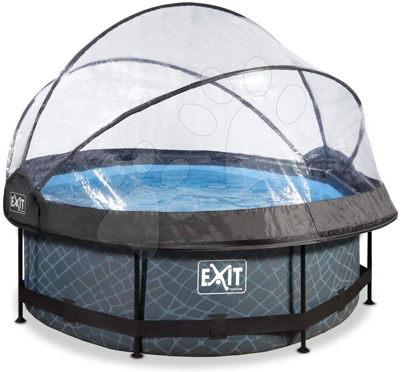 Bazén s krytom a filtráciou Stone pool Exit Toys kruhový oceľová konštrukcia 244*76 cm šedý od 6 rokov